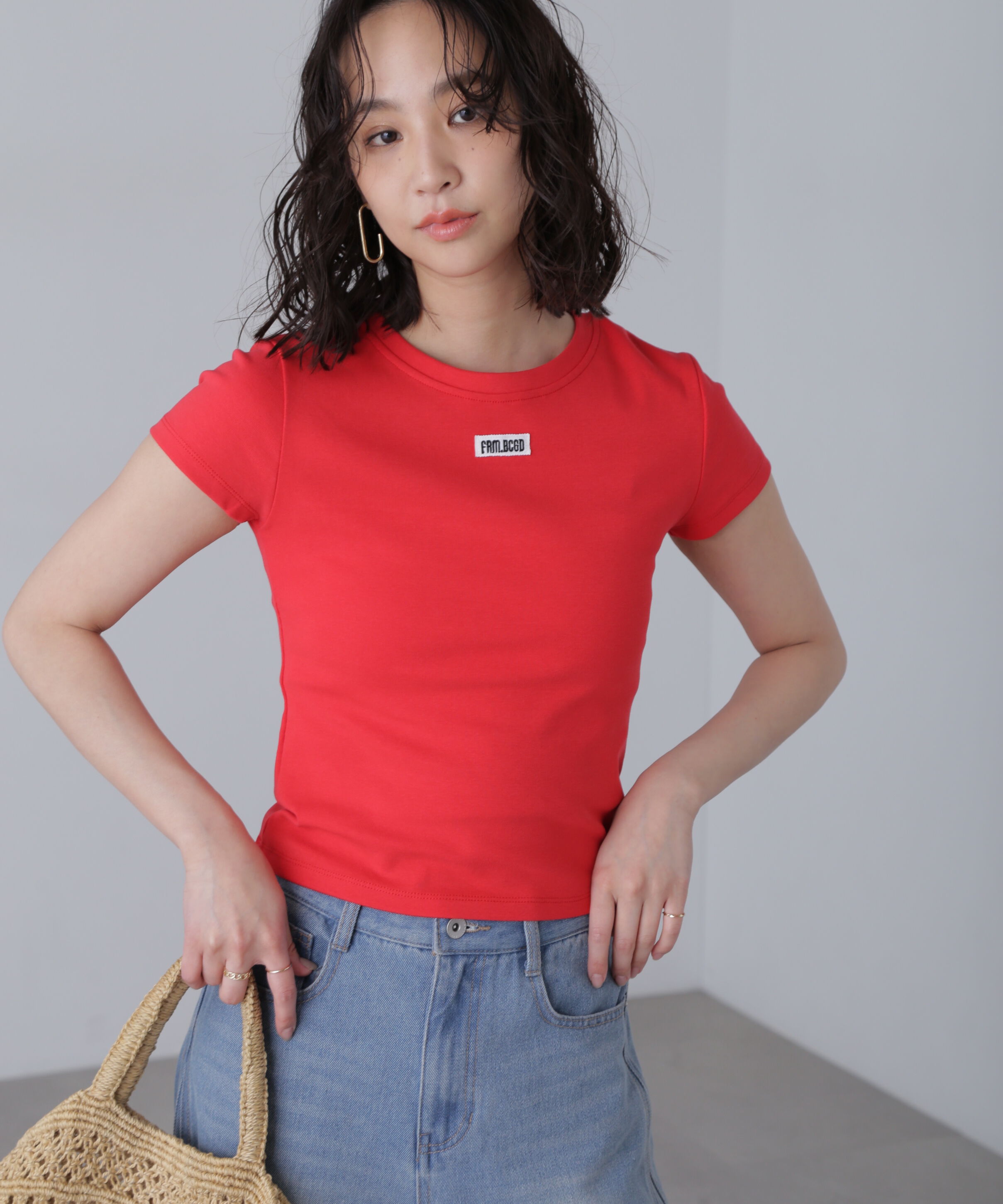  「ロゴ刺繍タグTシャツ」|Tシャツ・カットソー|