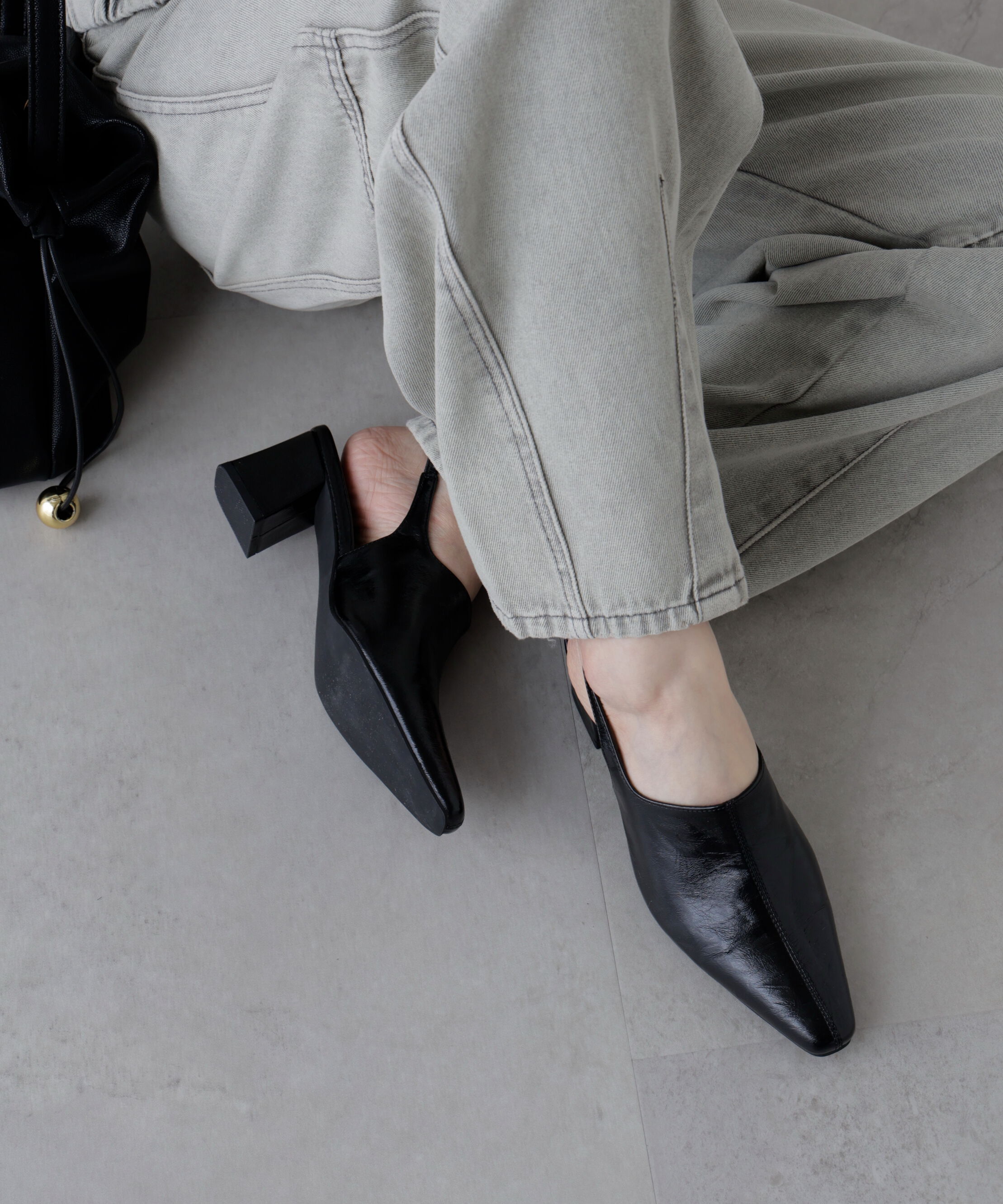  「バッグスリングパンプス」|その他|ブラック