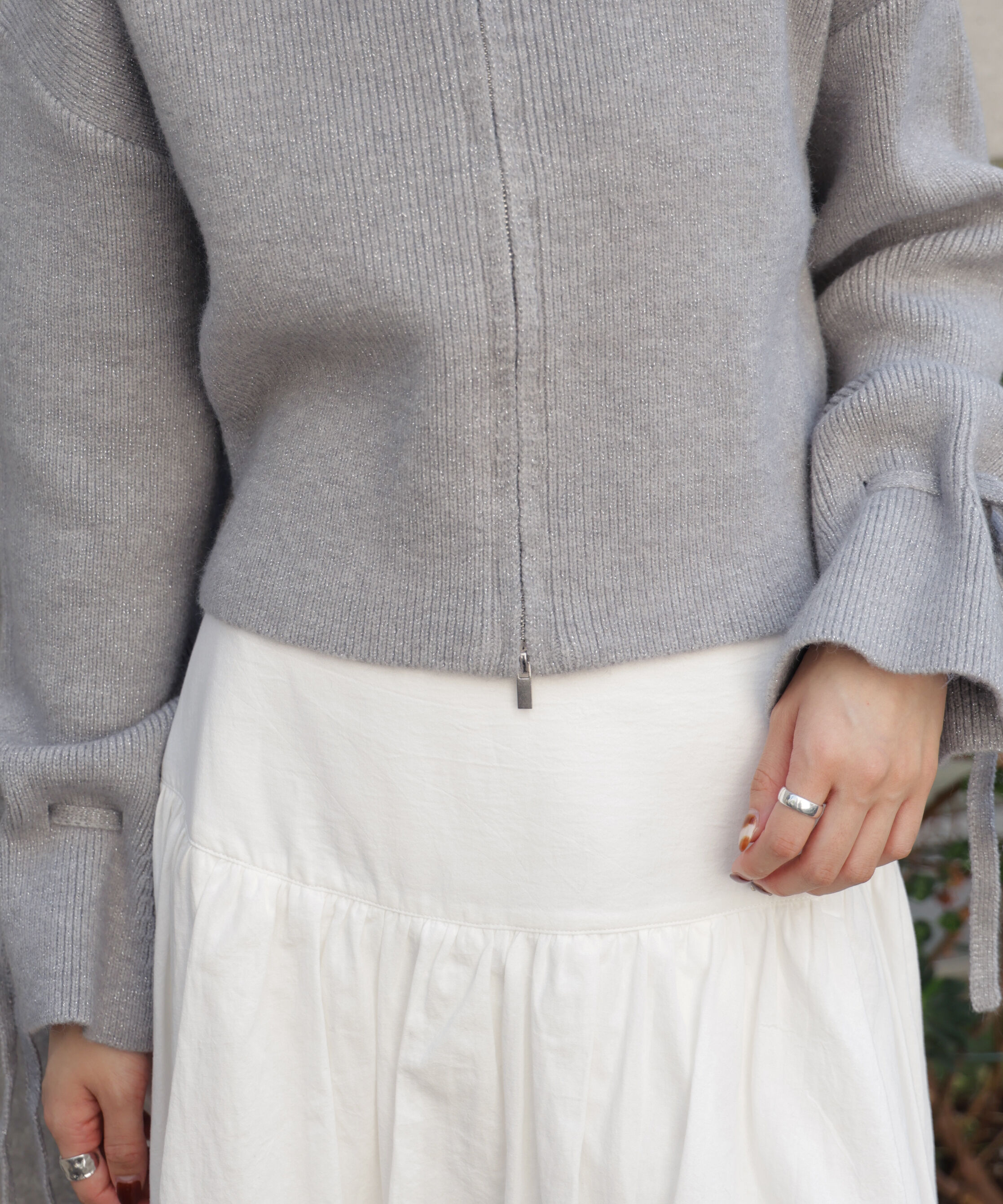  「ダブルジップキャンディスリーブカーディガン」|ニット・セーター|