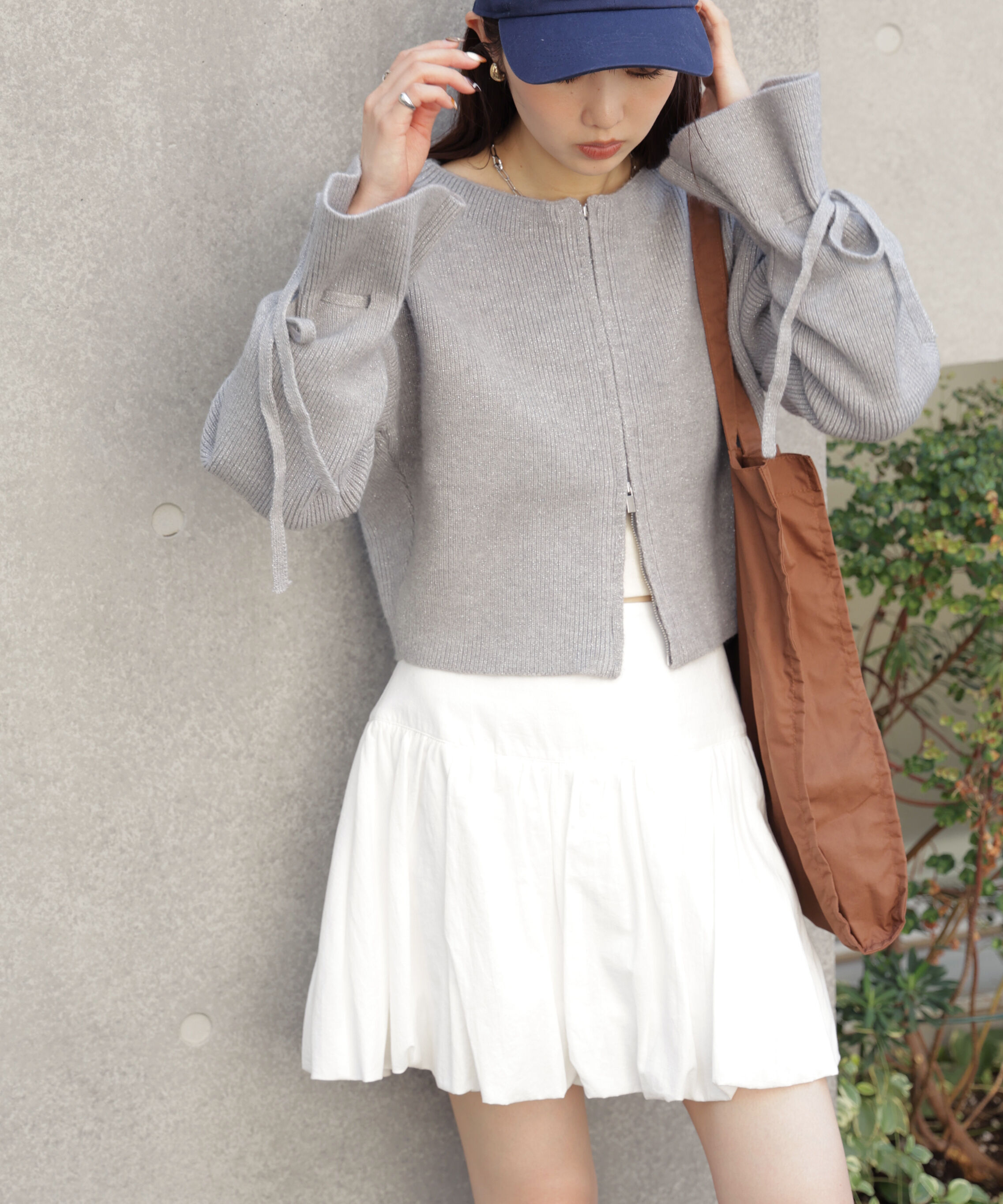  「ダブルジップキャンディスリーブカーディガン」|ニット・セーター|