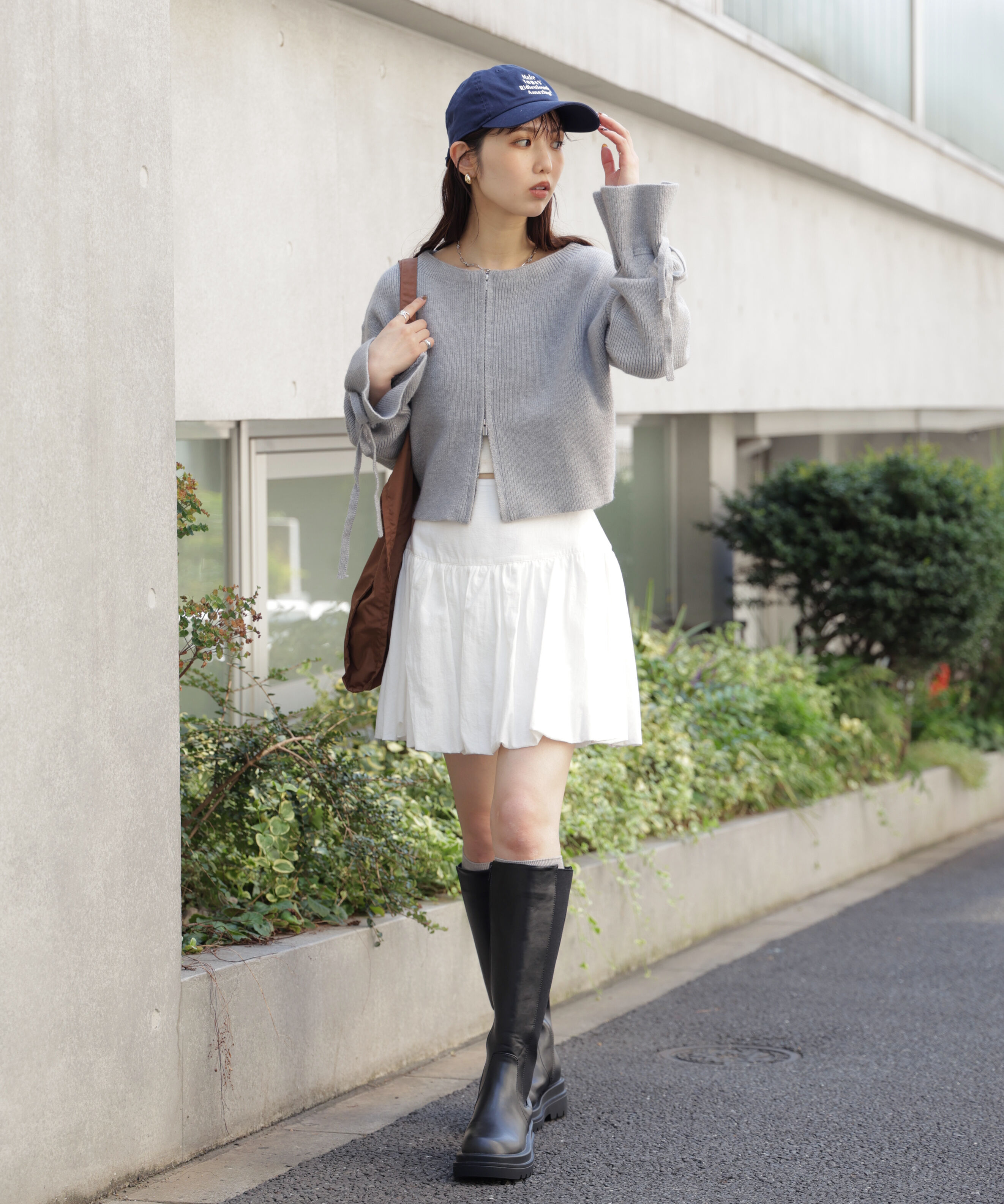  「ダブルジップキャンディスリーブカーディガン」|ニット・セーター|