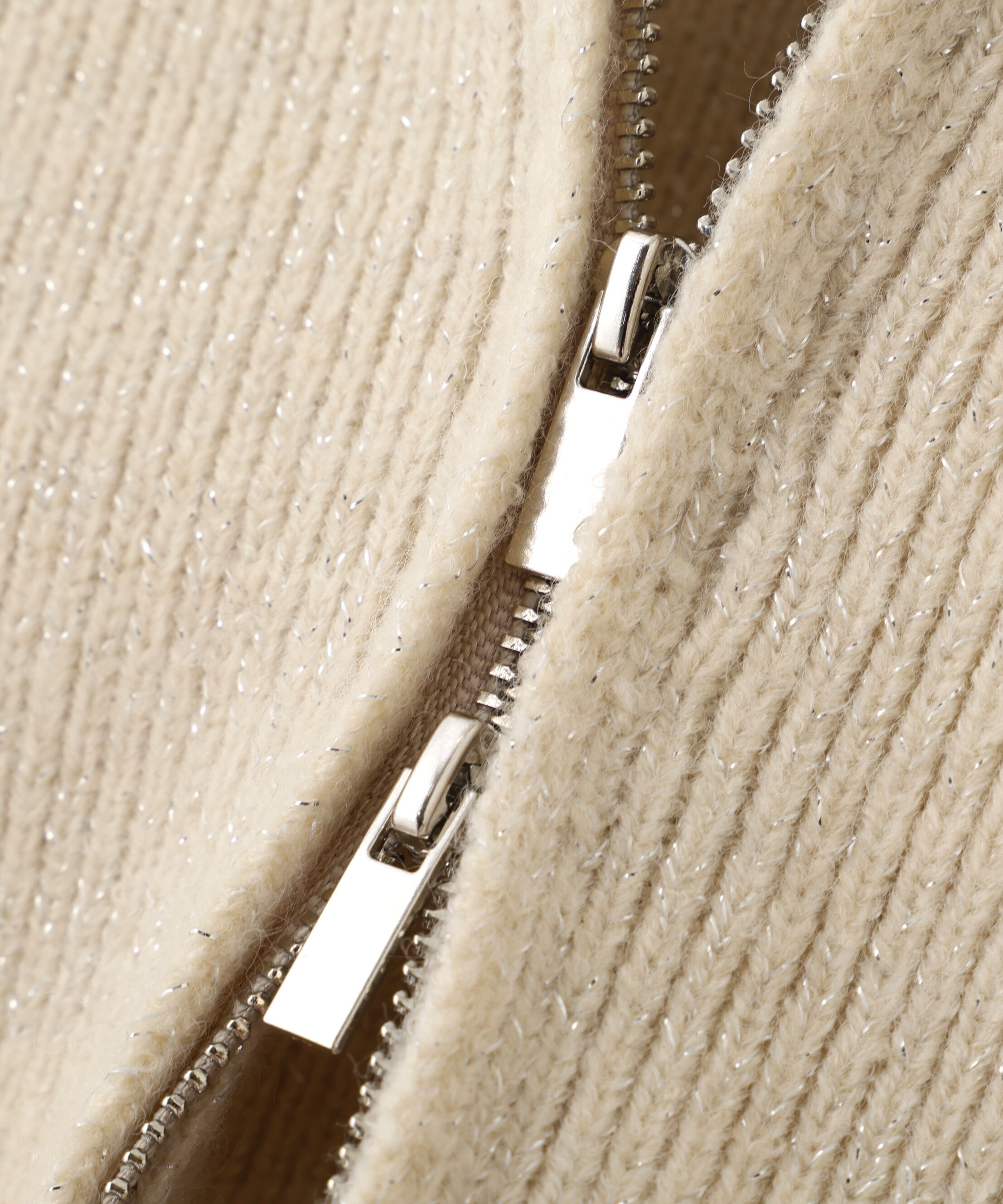  「ダブルジップキャンディスリーブカーディガン」|ニット・セーター|