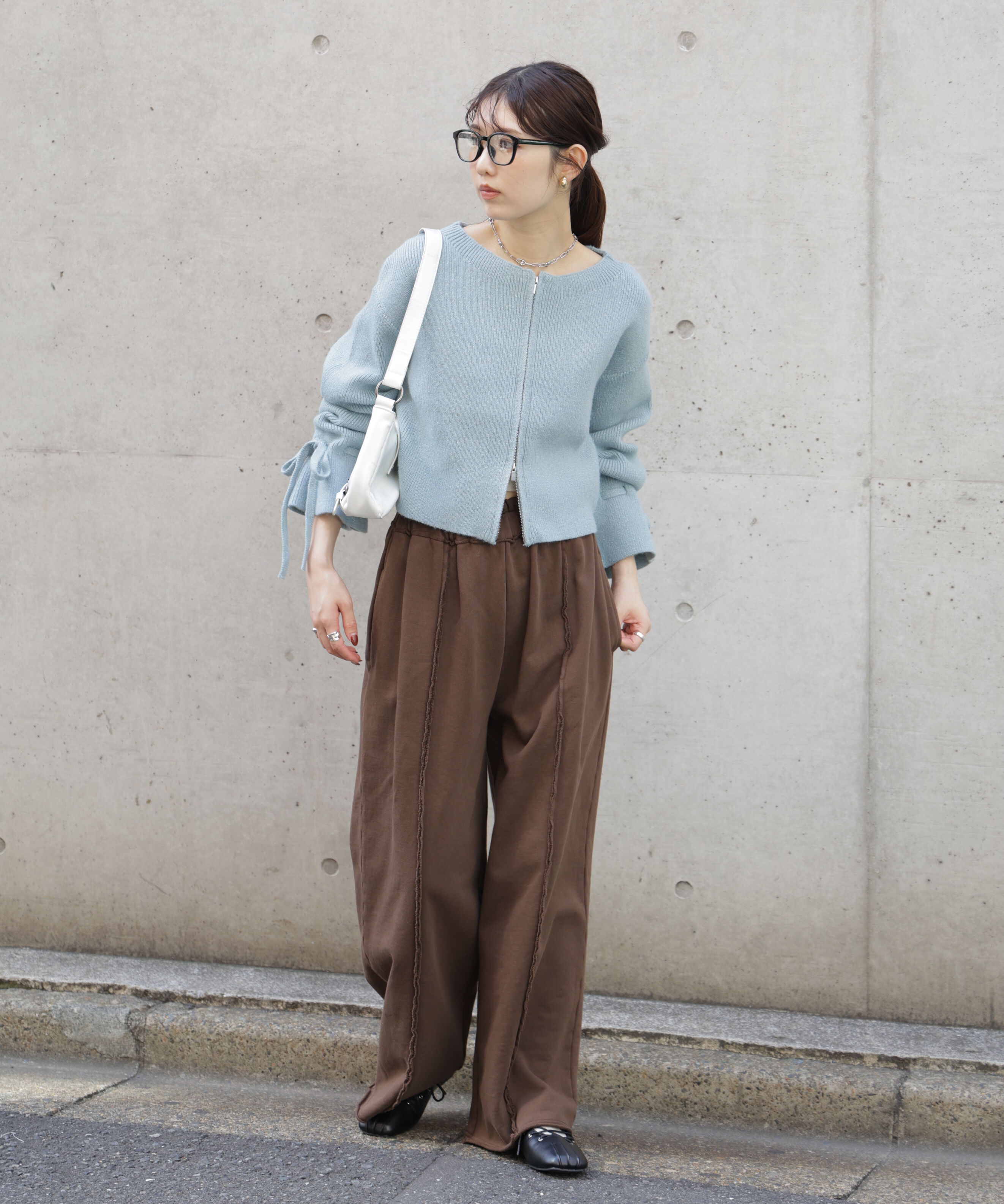  「ダブルジップキャンディスリーブカーディガン」|ニット・セーター|