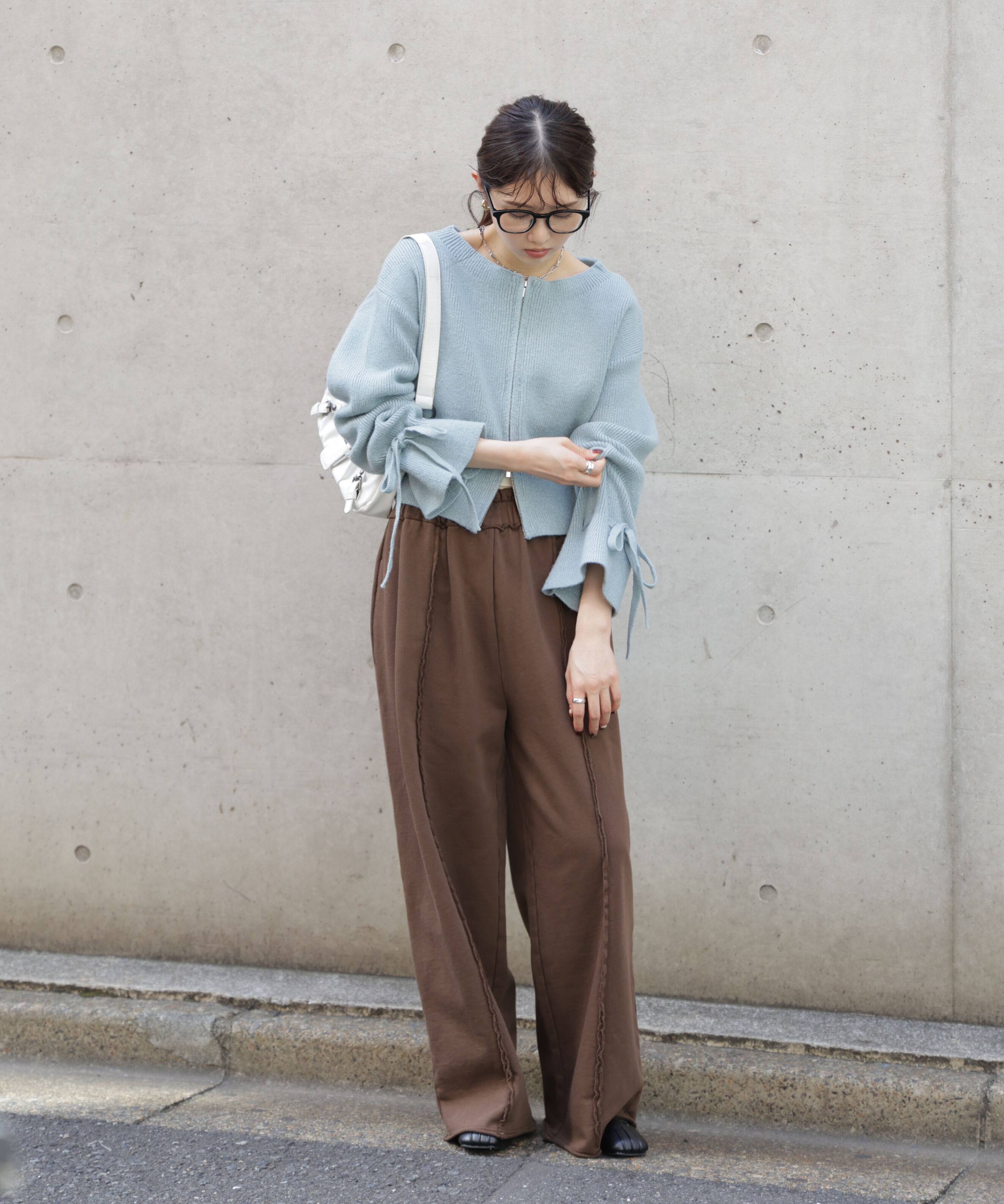  「ダブルジップキャンディスリーブカーディガン」|ニット・セーター|