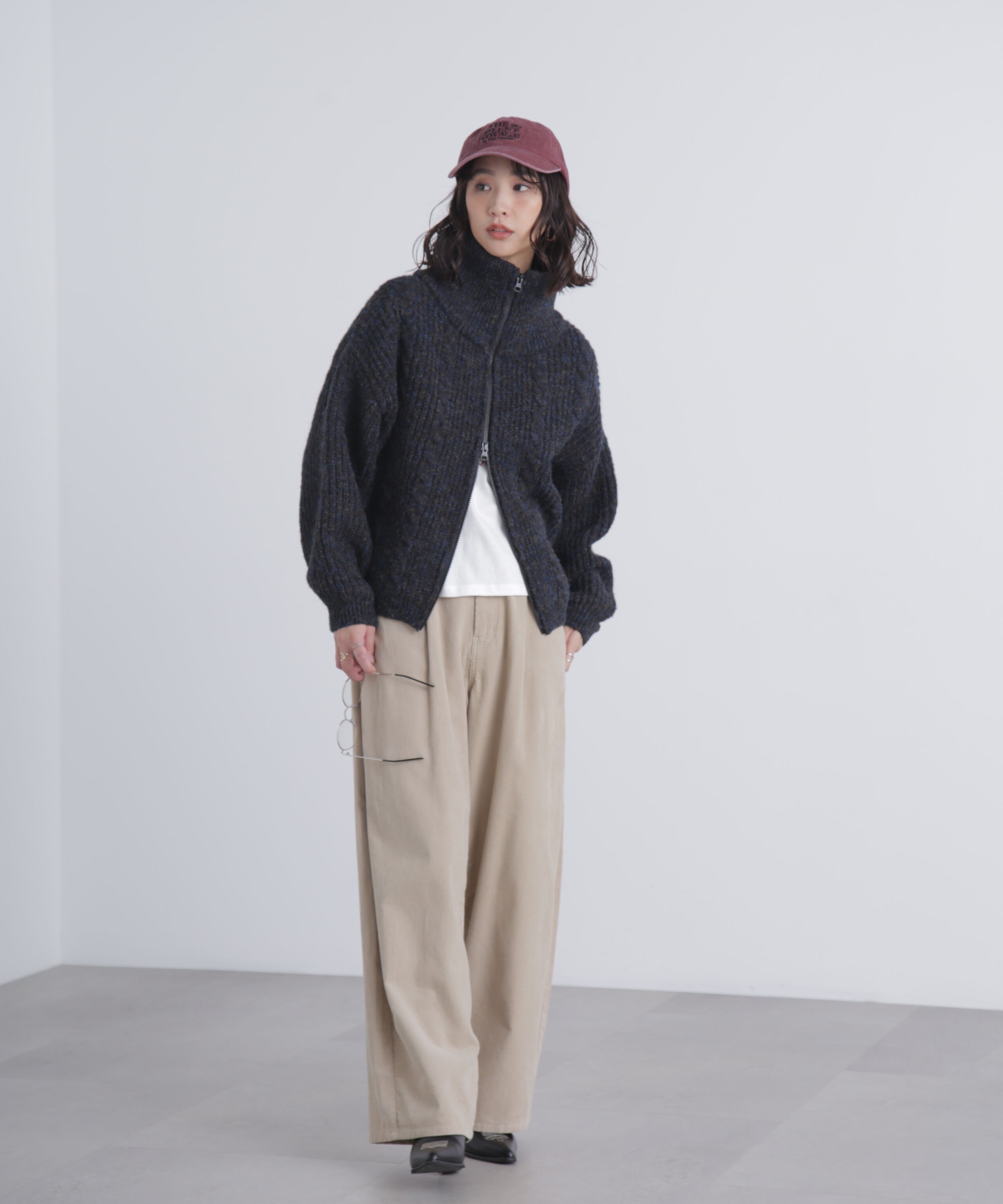  「スタンドネックショート丈ジップニットブルゾン」|ブルゾン・スタジャン|