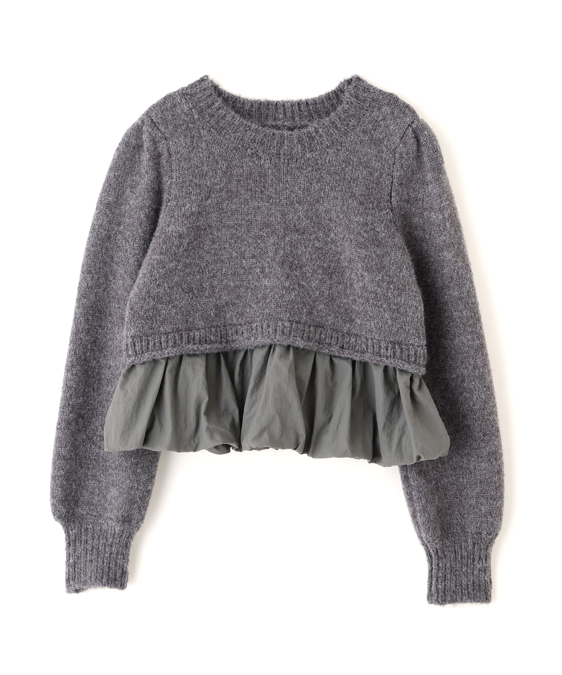  「アルパカ混布帛ドッキングバルーンニット」|ニット・セーター|