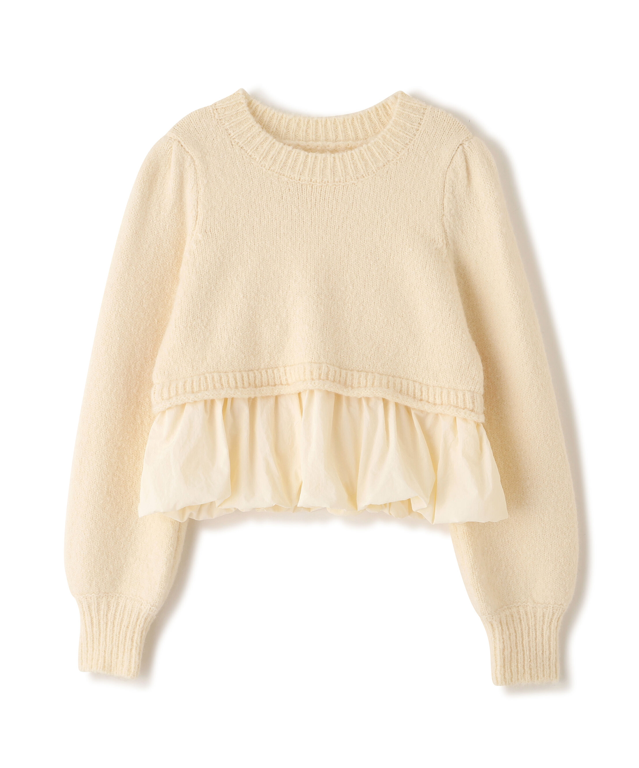  「アルパカ混布帛ドッキングバルーンニット」|ニット・セーター|