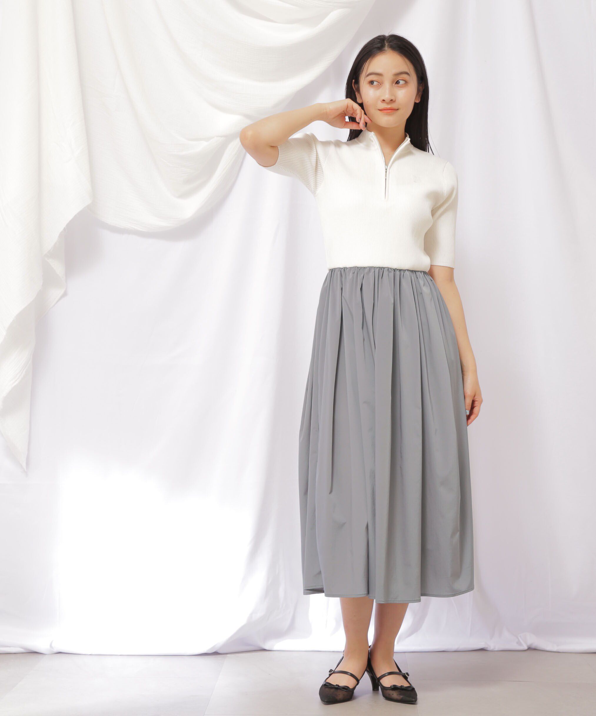  「ハーフジップニットドッキングワンピース」|ワンピース|