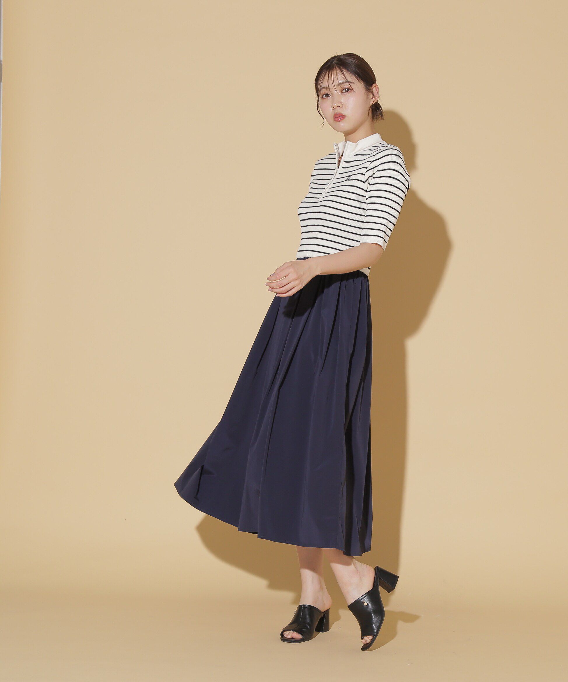  「ハーフジップニットドッキングワンピース」|ワンピース|