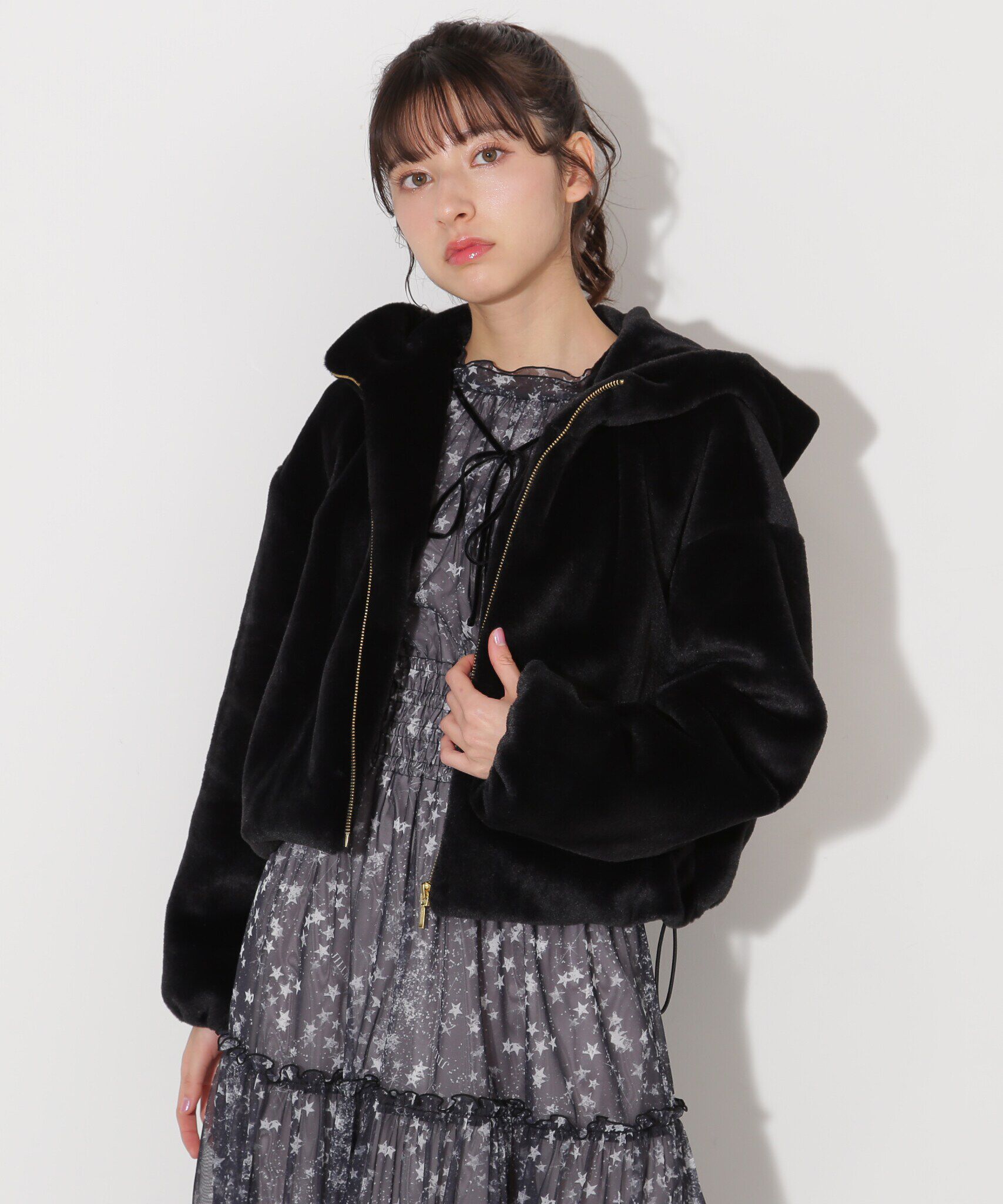  「フェイクファーフーディー」|その他|ブラック