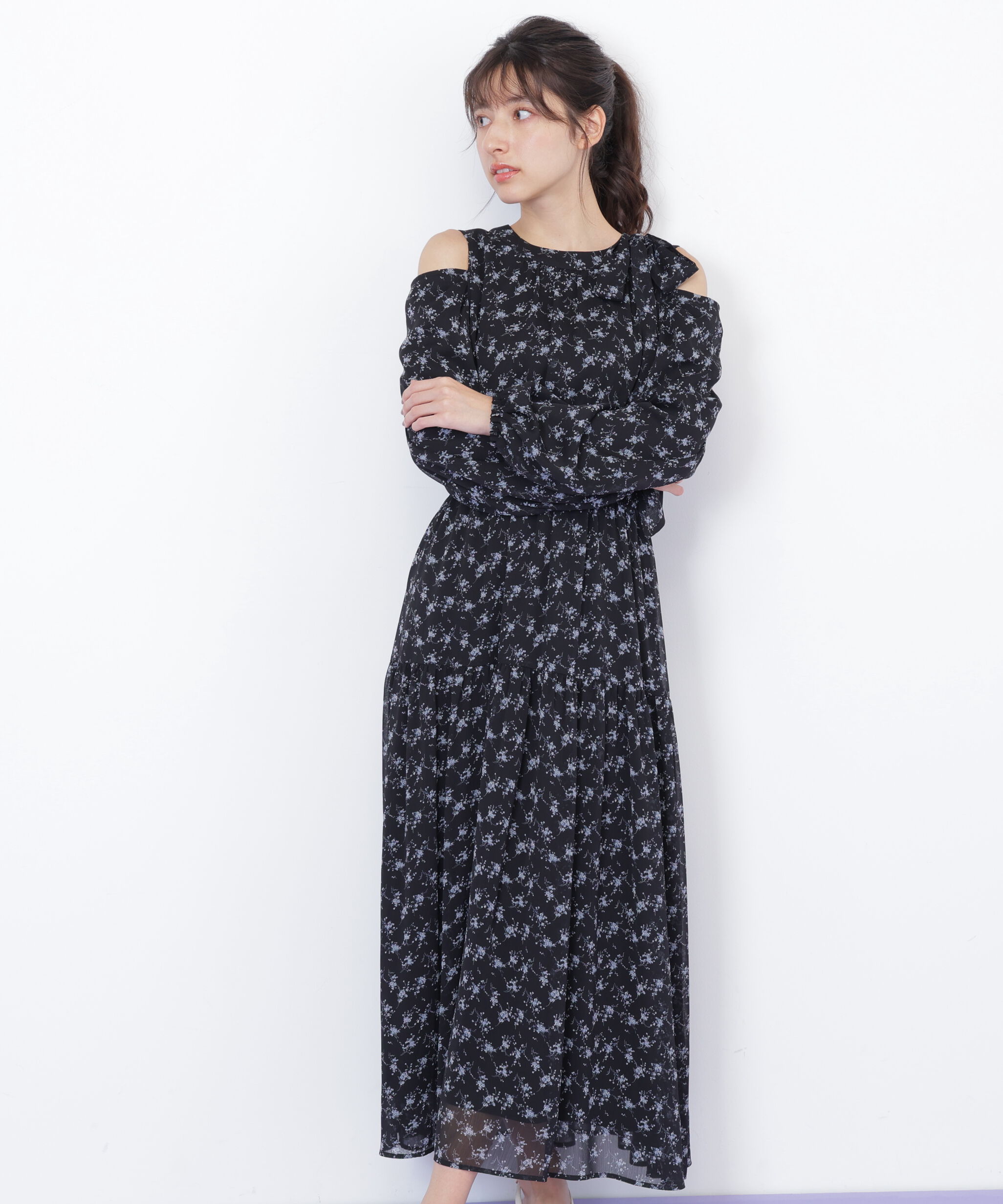  「小花柄ボウタイワンピース」|ワンピース|