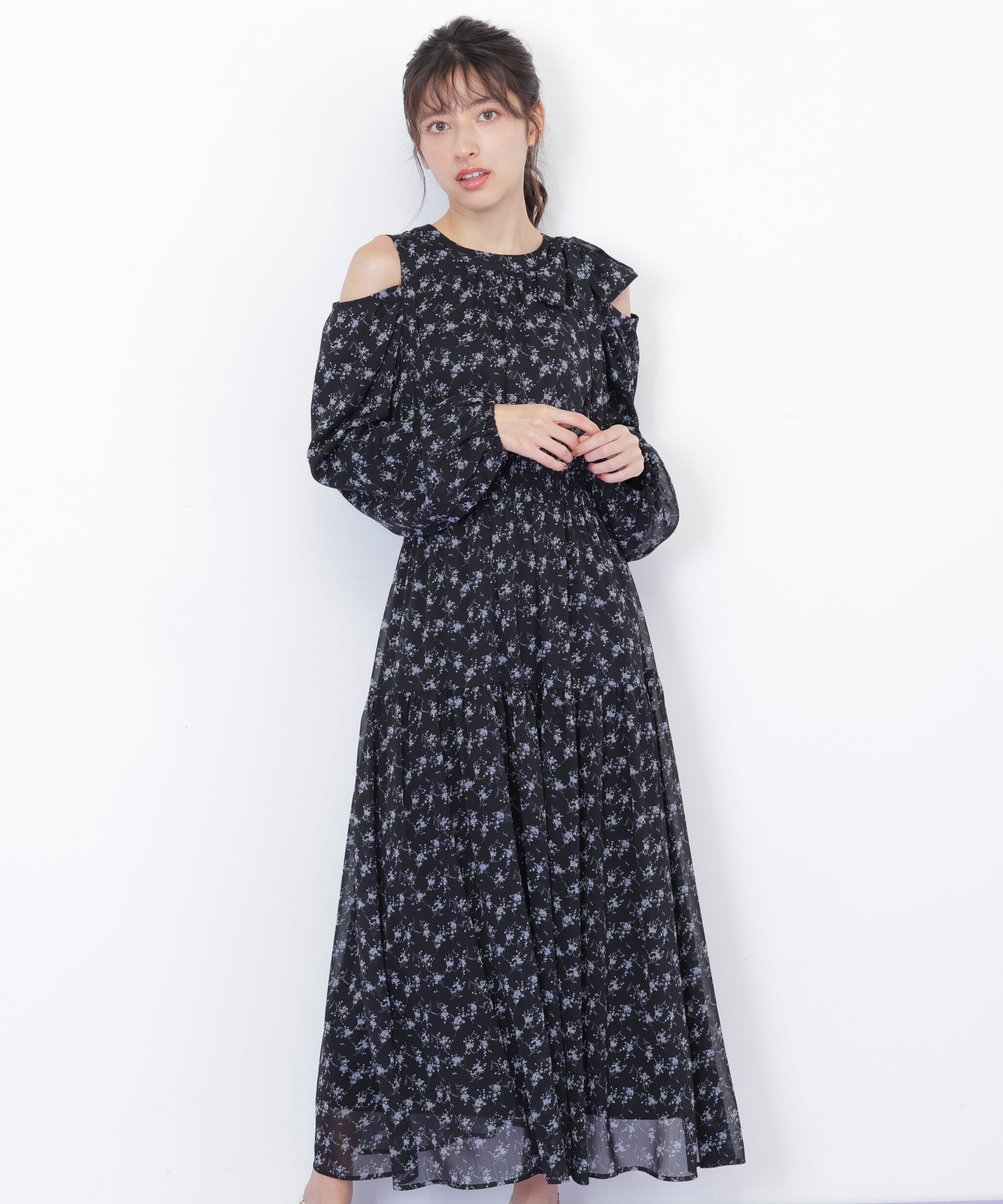  「小花柄ボウタイワンピース」|ワンピース|