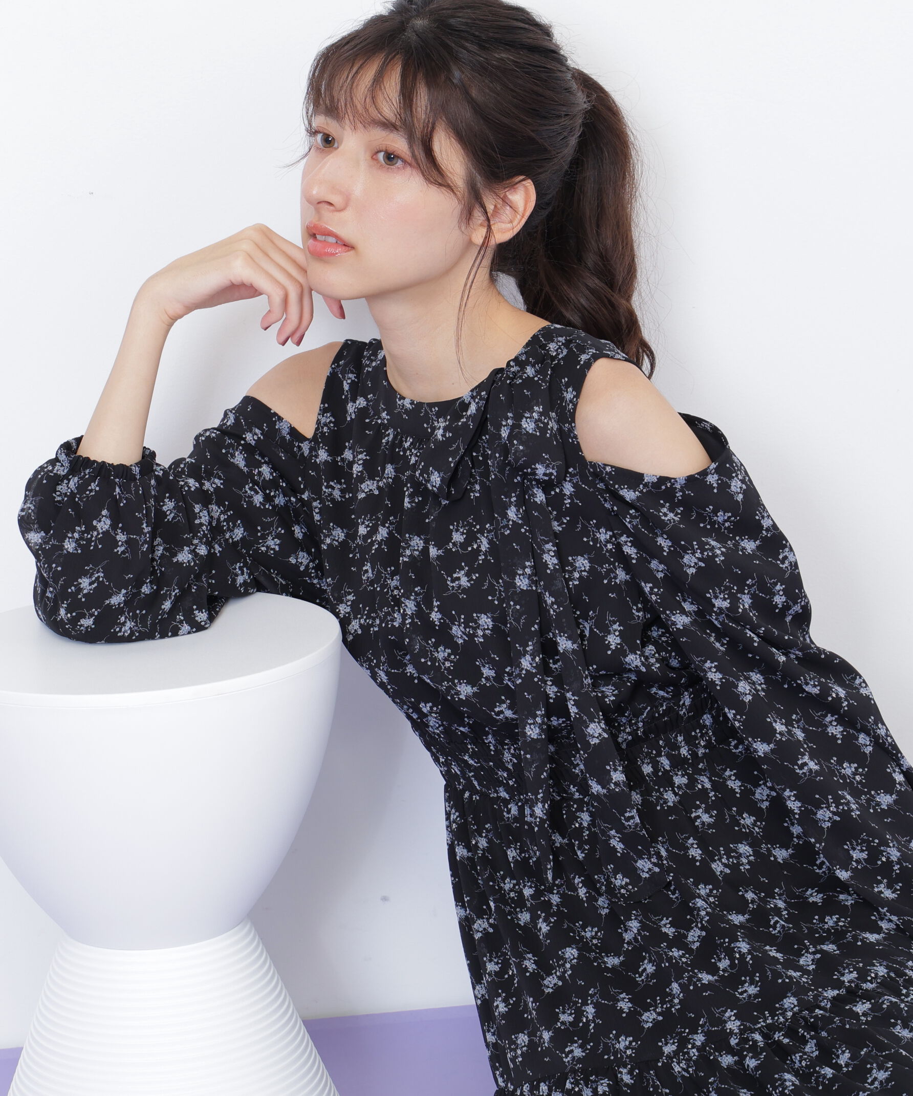  「小花柄ボウタイワンピース」|ワンピース|