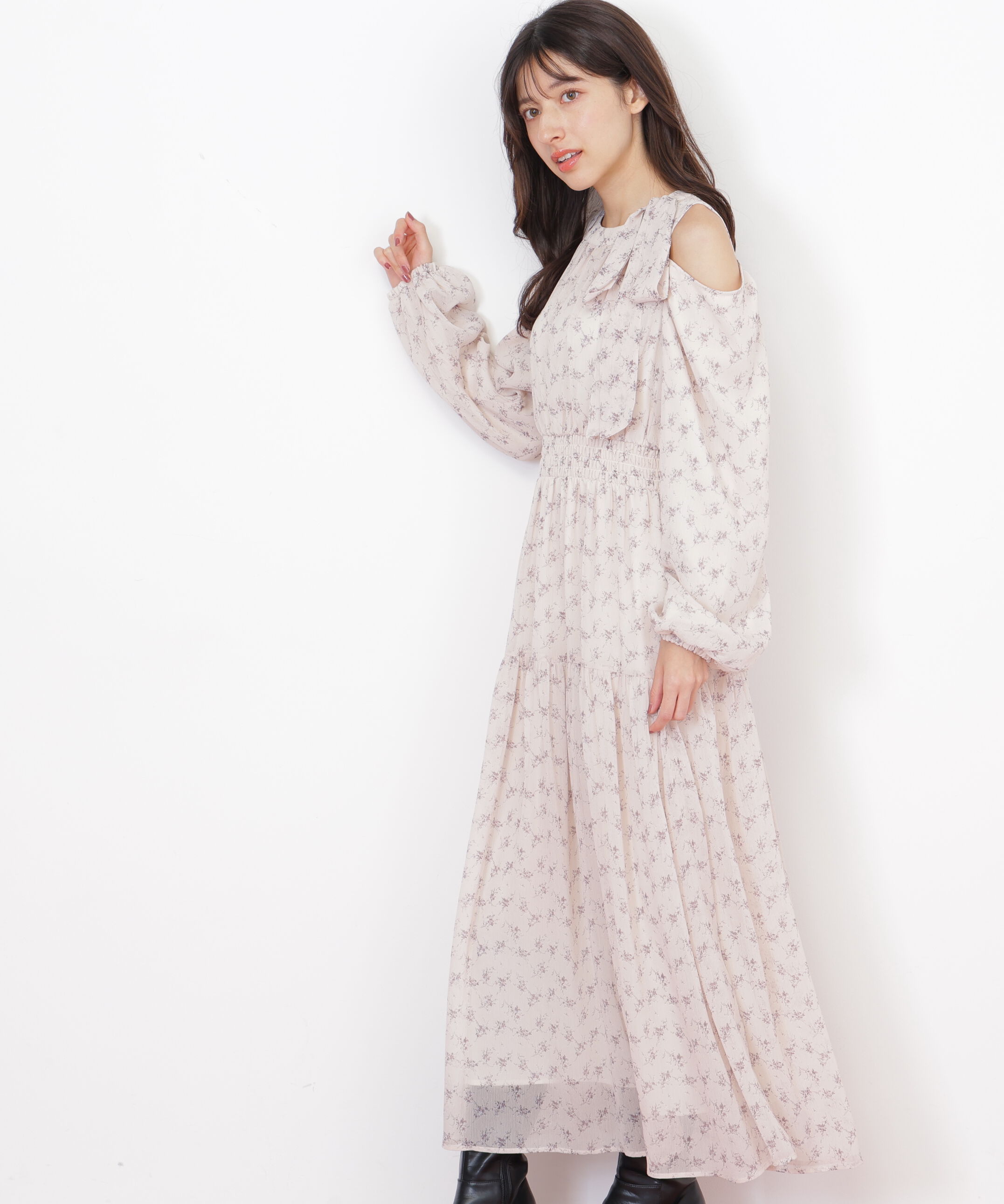  「小花柄ボウタイワンピース」|ワンピース|