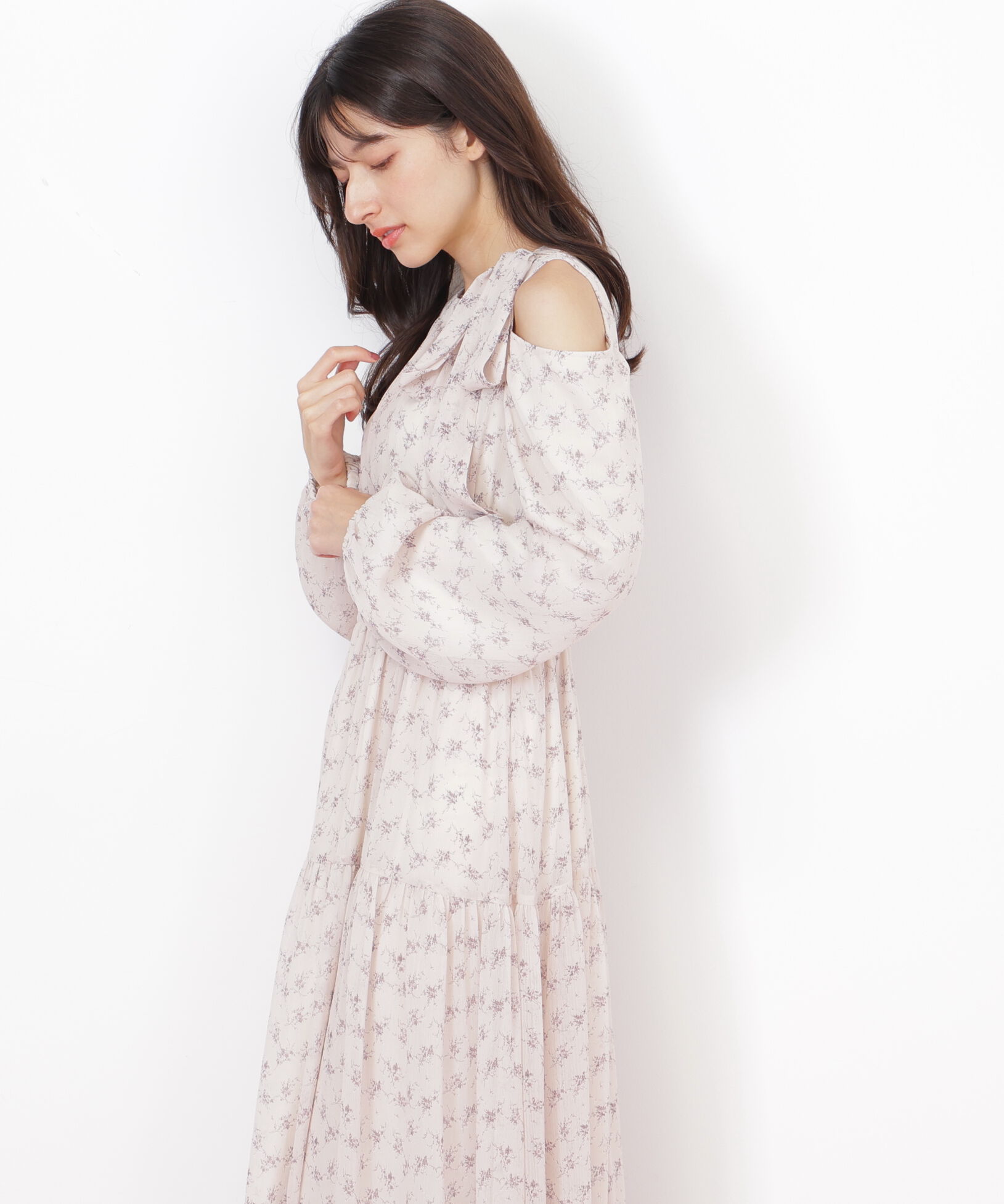  「小花柄ボウタイワンピース」|ワンピース|