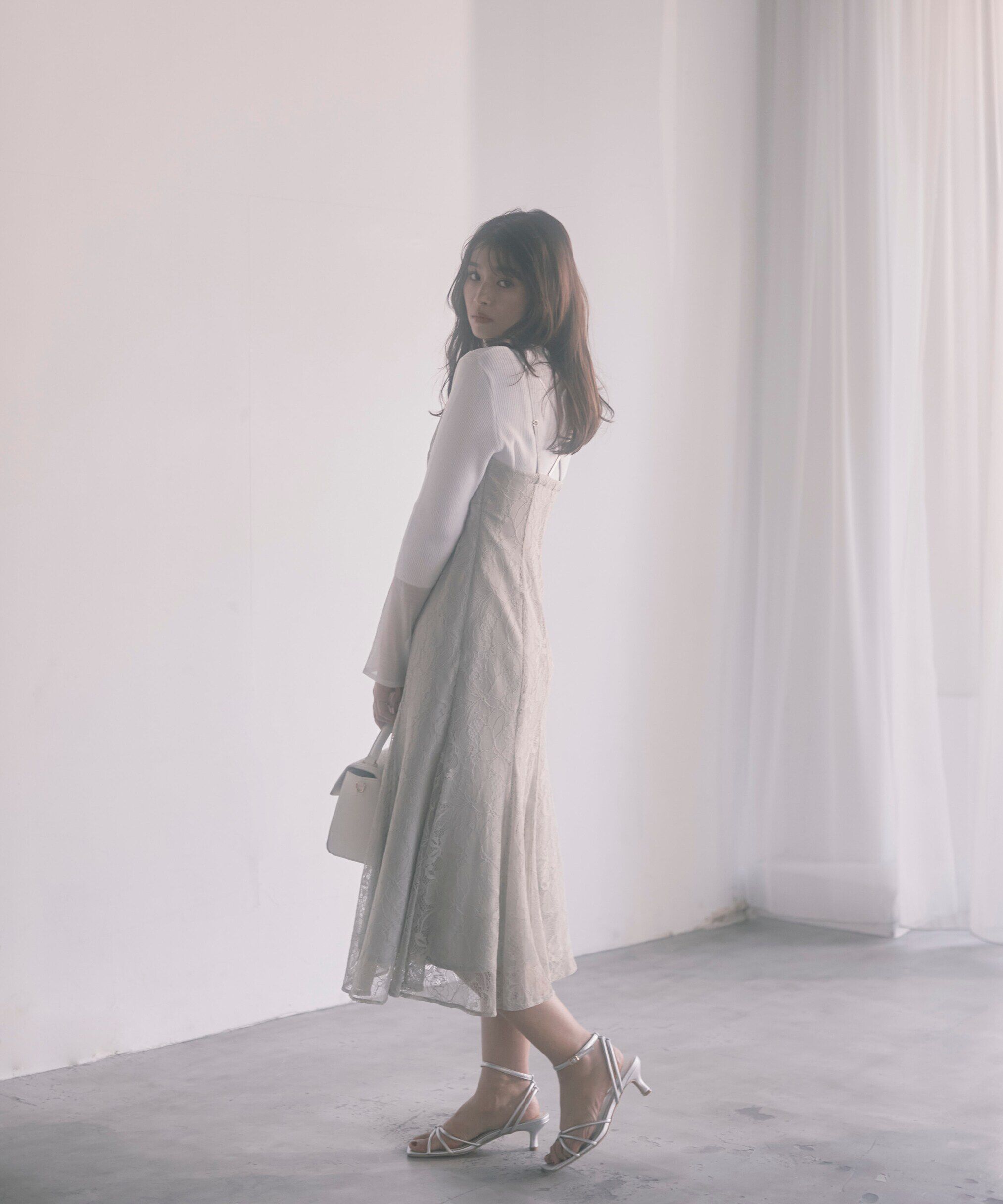 PROPORTION BODY DRESSING「《EDIT COLOGNE》マーメイドレースキャミワンピース WEB限定 24SS」|ワンピース|ライトグリー