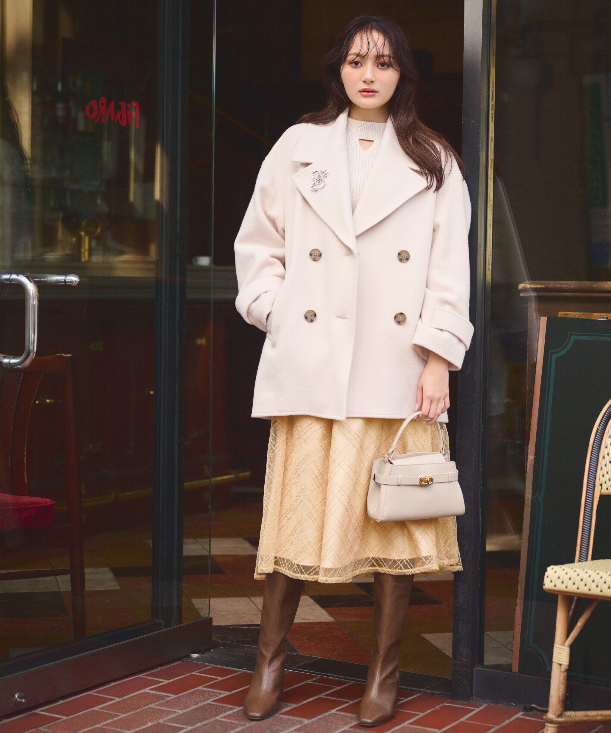 PROPORTION BODY DRESSING「ビッグカラーハーフコート　24AW」|その他|エクリュ1