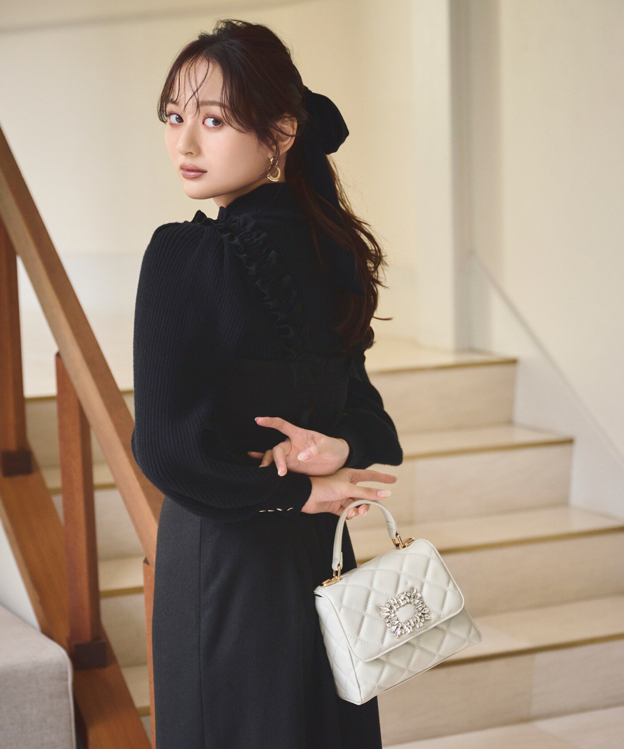 PROPORTION BODY DRESSING「ハイネックボリュームスリーブニット」|ニット・セーター|ブラック