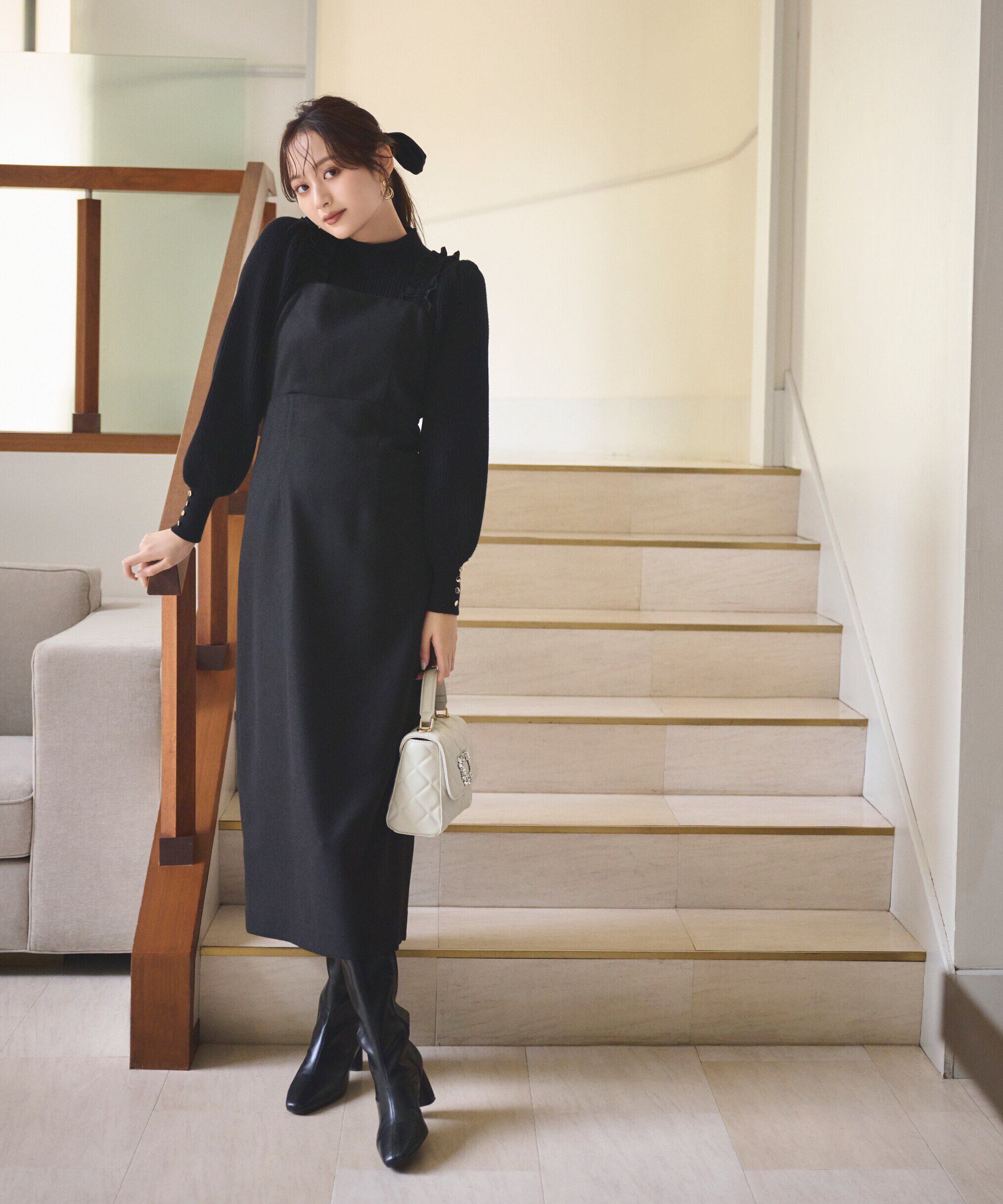 PROPORTION BODY DRESSING「ハイネックボリュームスリーブニット」|ニット・セーター|