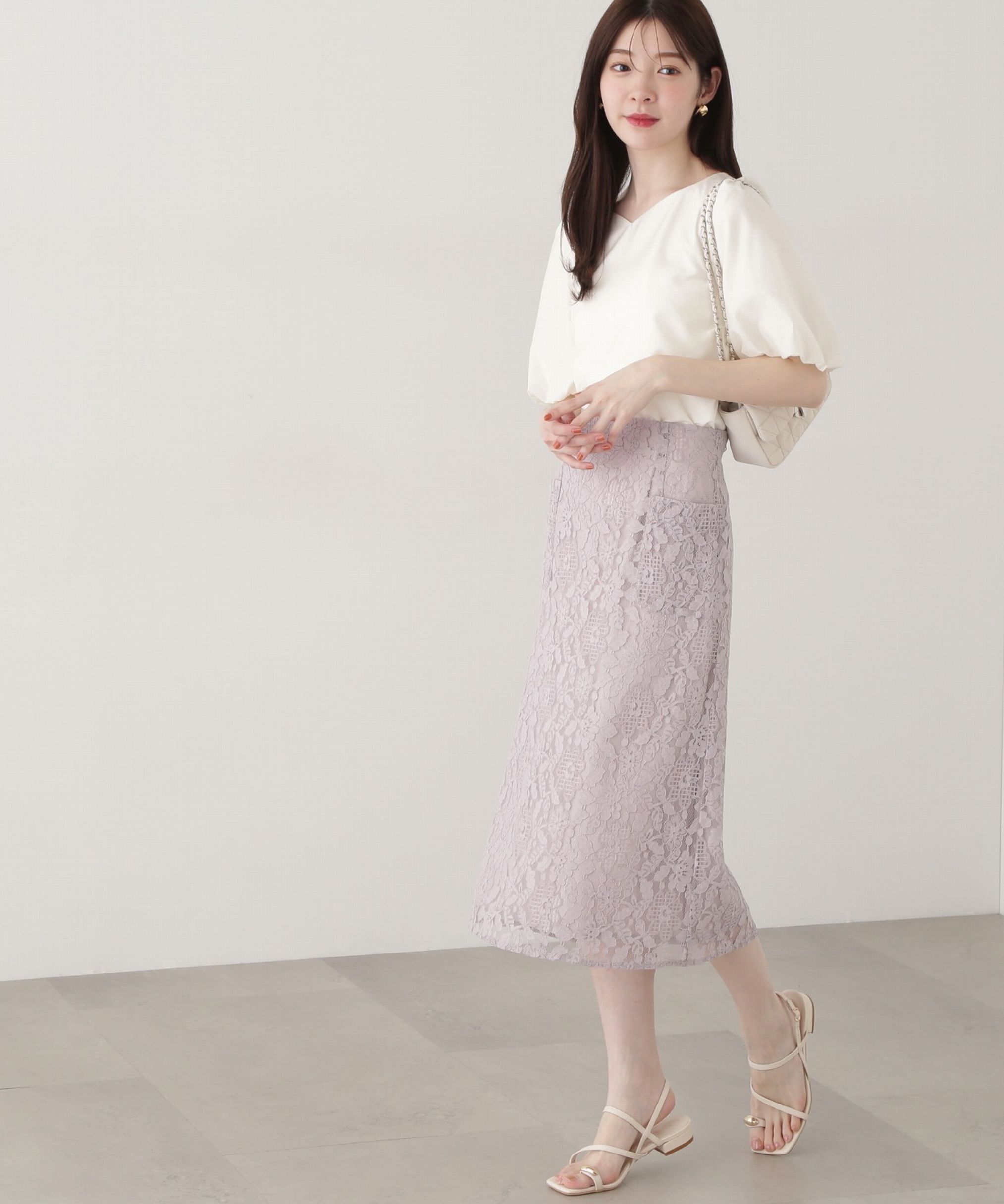 PROPORTION BODY DRESSING「レースタイトスカート」|スカート|グレー