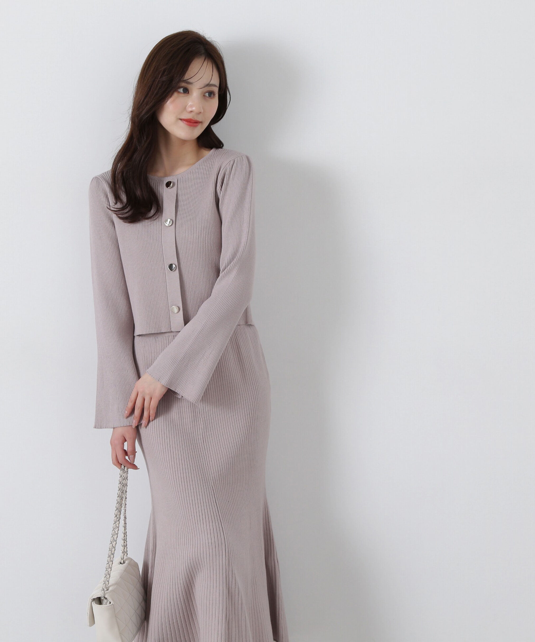 PROPORTION BODY DRESSING「キラ釦リブニットセットアップ」|ワンピース|ベージュ