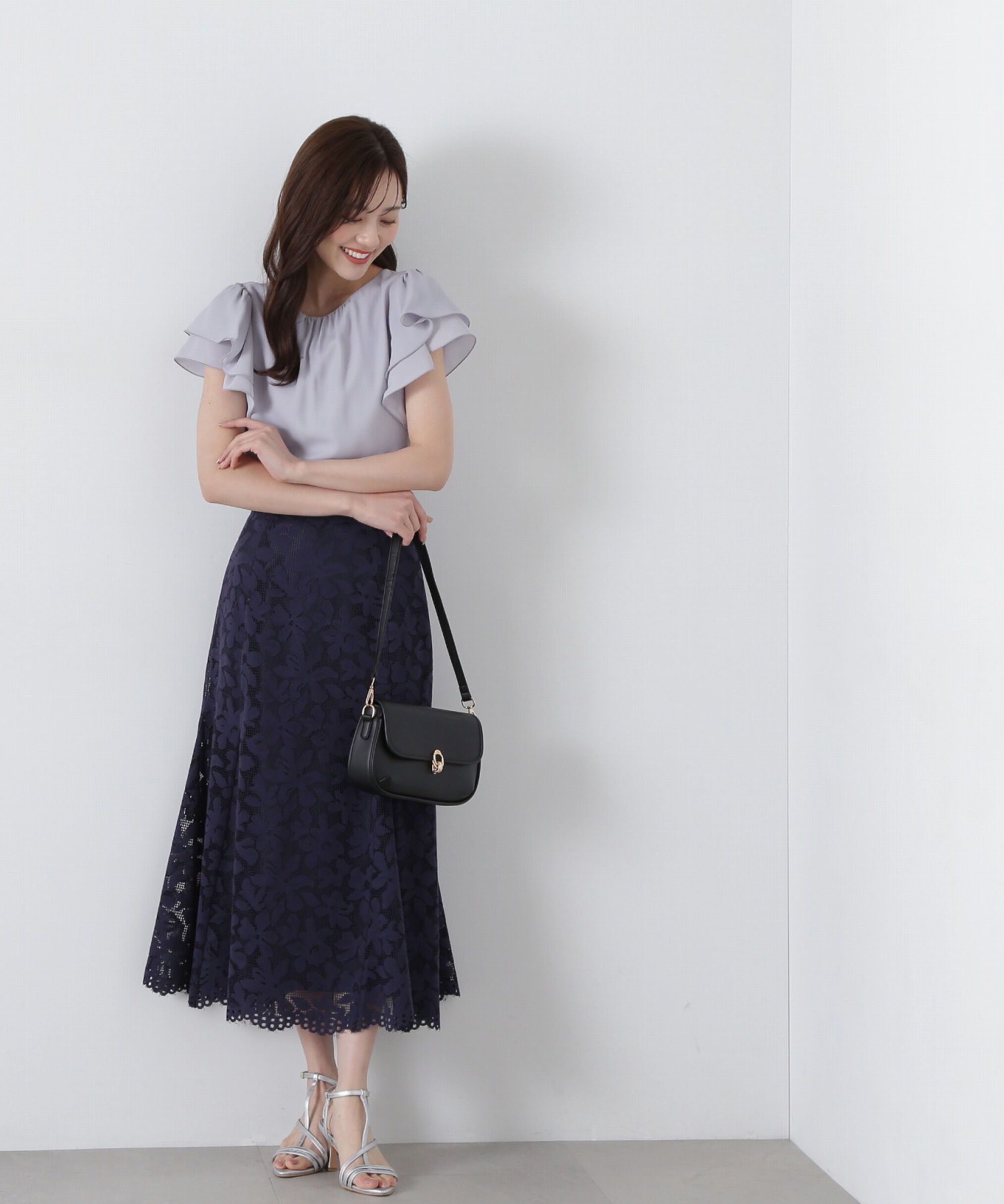 PROPORTION BODY DRESSING「メッシュレースマーメイドスカート」|スカート|ネイビー