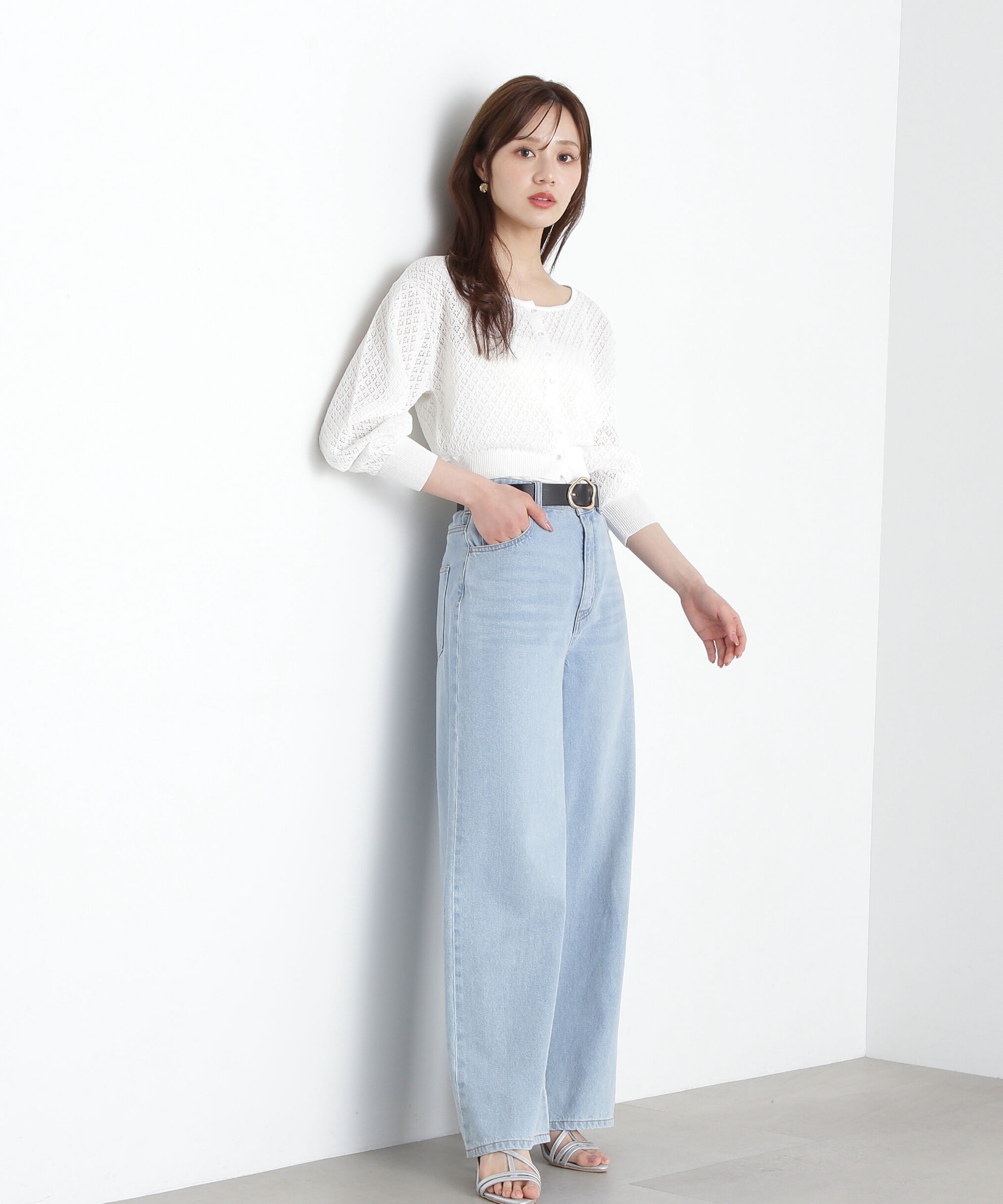 PROPORTION BODY DRESSING「ショート透かし編みカーデカーディガン」|カーディガン|