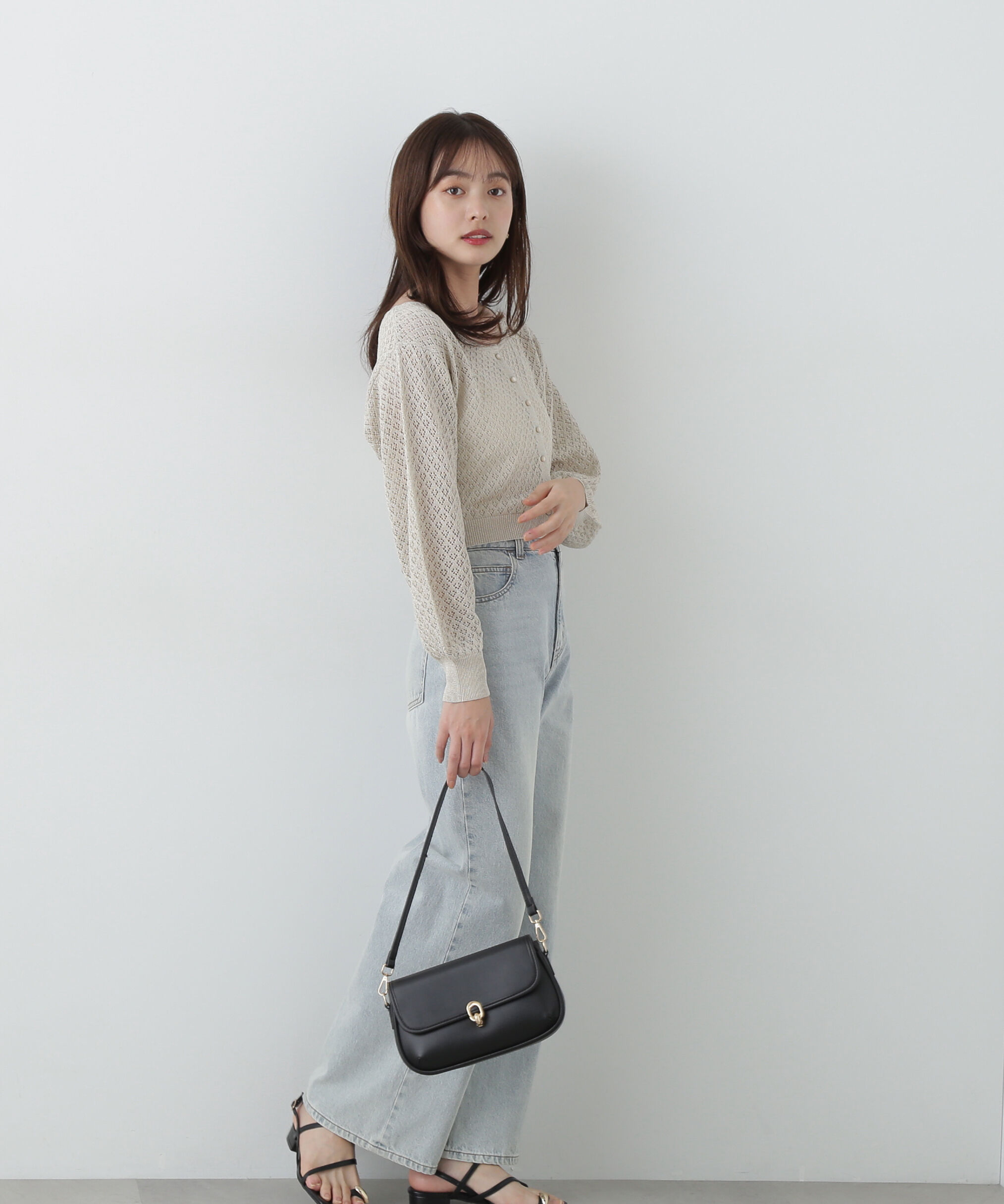 PROPORTION BODY DRESSING「ショート透かし編みカーデカーディガン」|カーディガン|