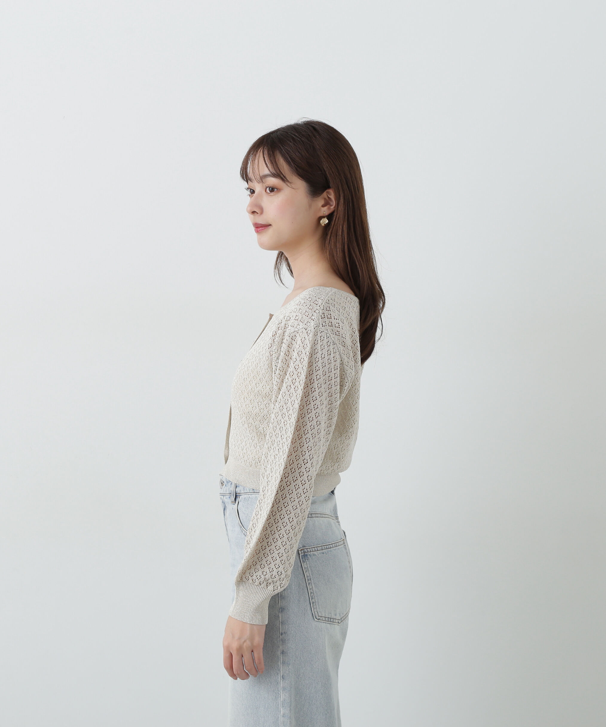 PROPORTION BODY DRESSING「ショート透かし編みカーデカーディガン」|カーディガン|