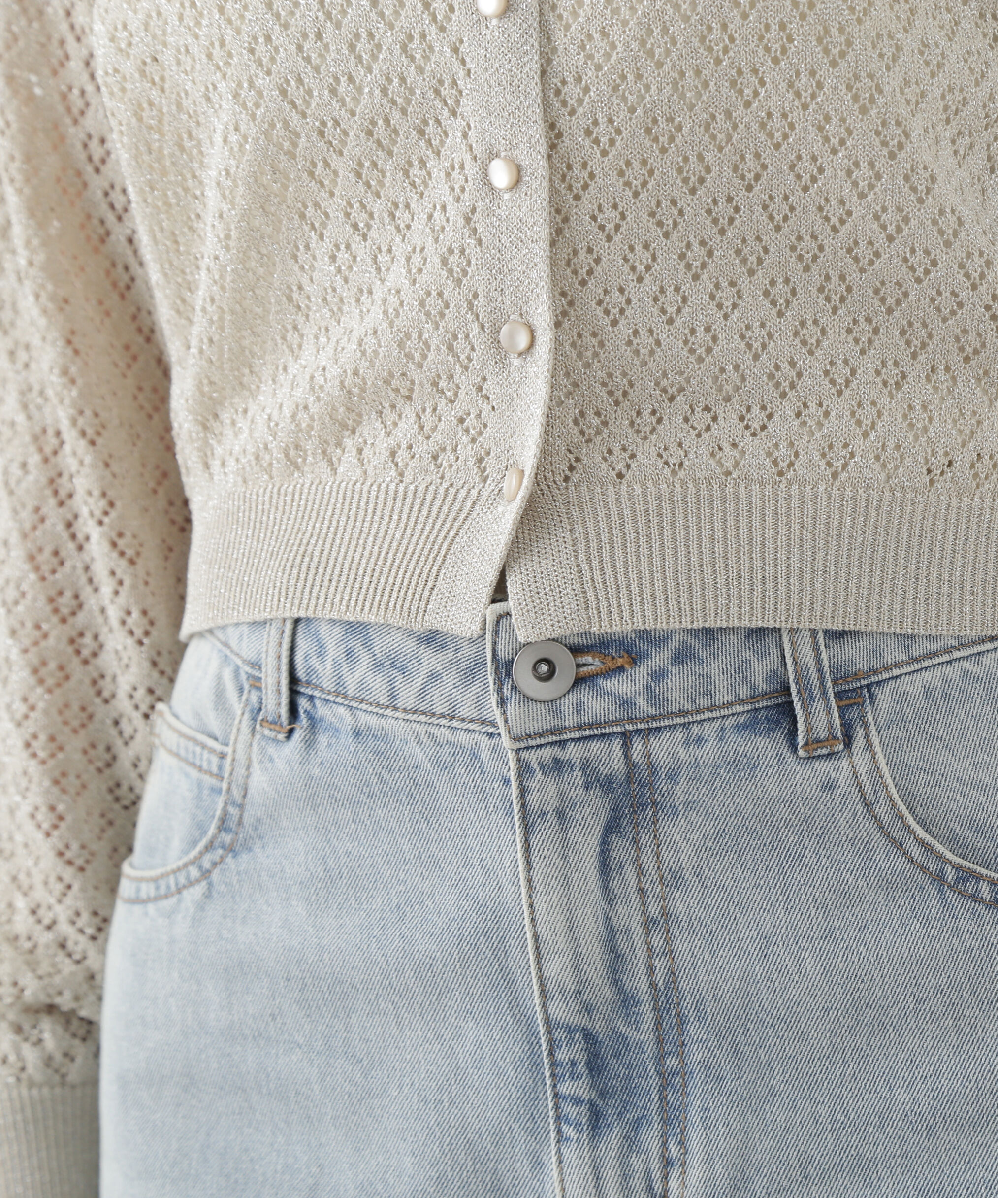 PROPORTION BODY DRESSING「ショート透かし編みカーデカーディガン」|カーディガン|