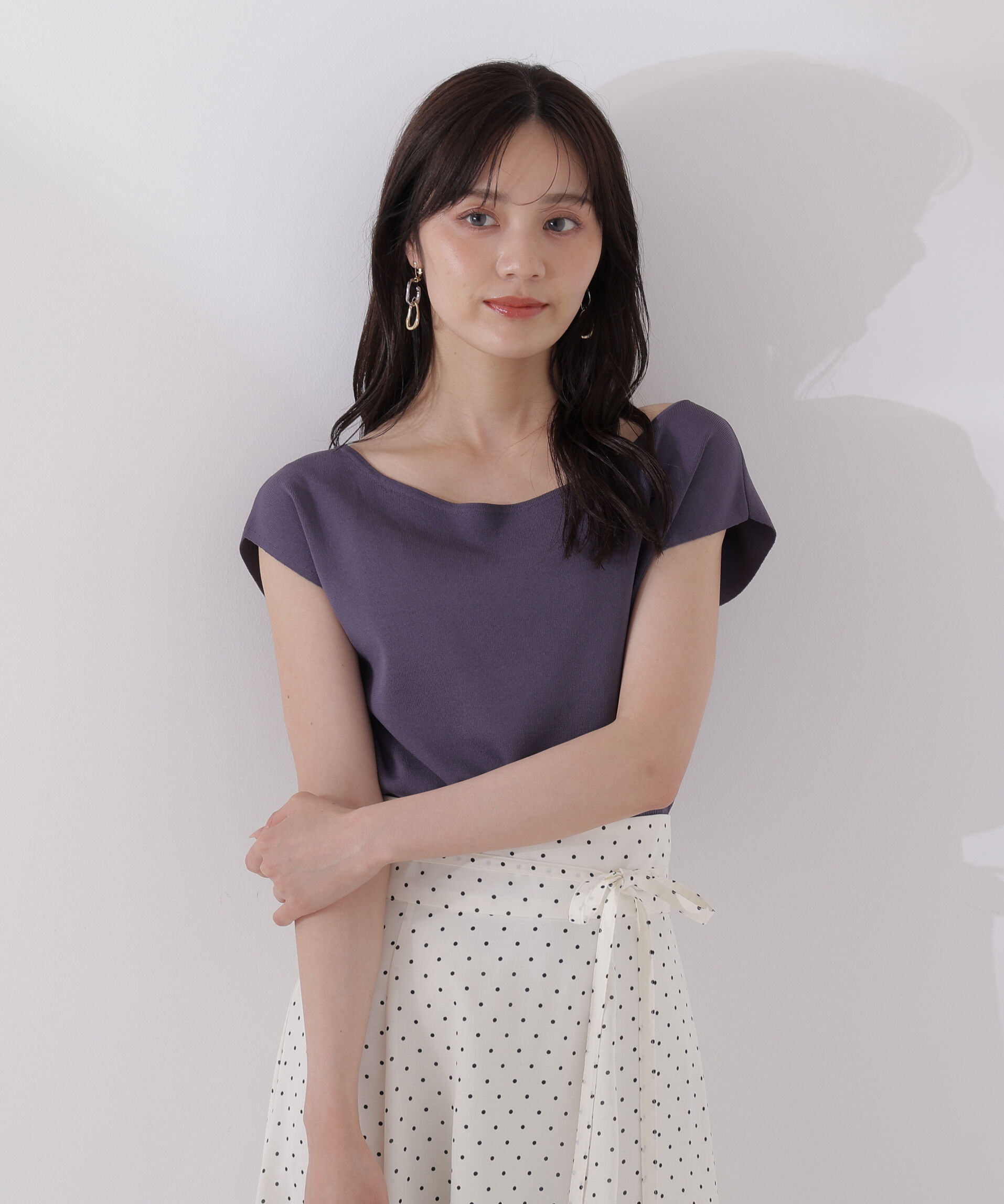 PROPORTION BODY DRESSING「デコルテ総針ニット」|ニット・セーター|ネイビー