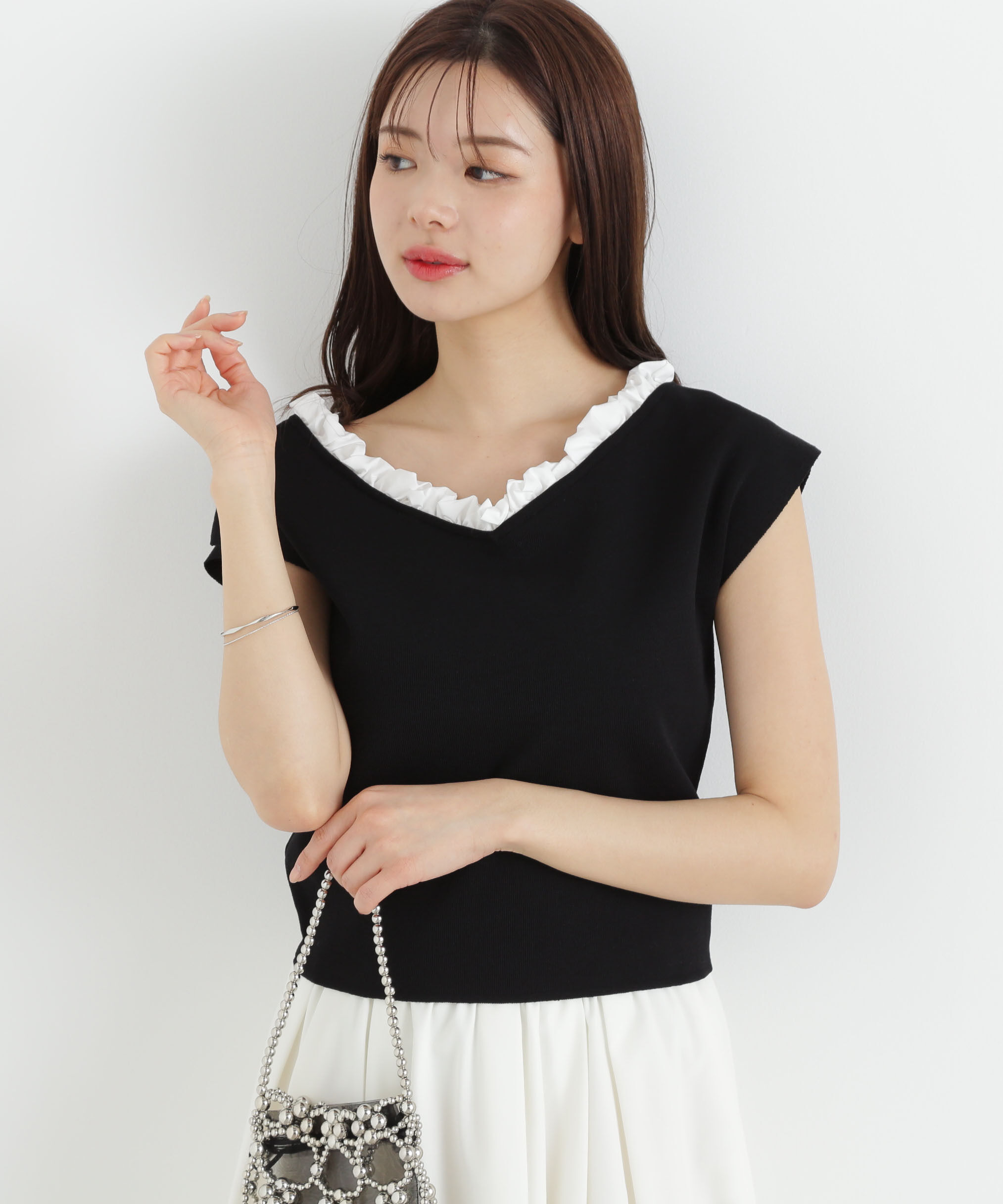 PROPORTION BODY DRESSING「フリル総針ニット」|ニット・セーター|ブラック &times; ホ