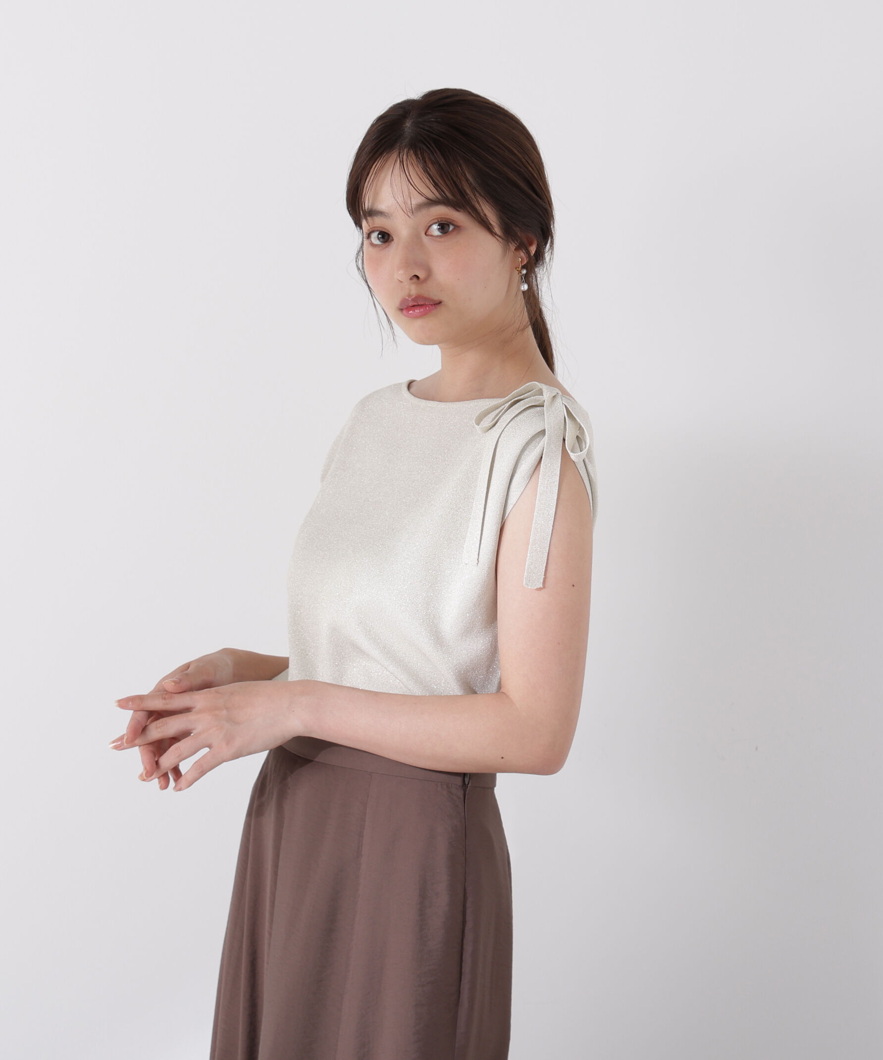 PROPORTION BODY DRESSING「肩リボンアシメニット」|ニット・セーター|