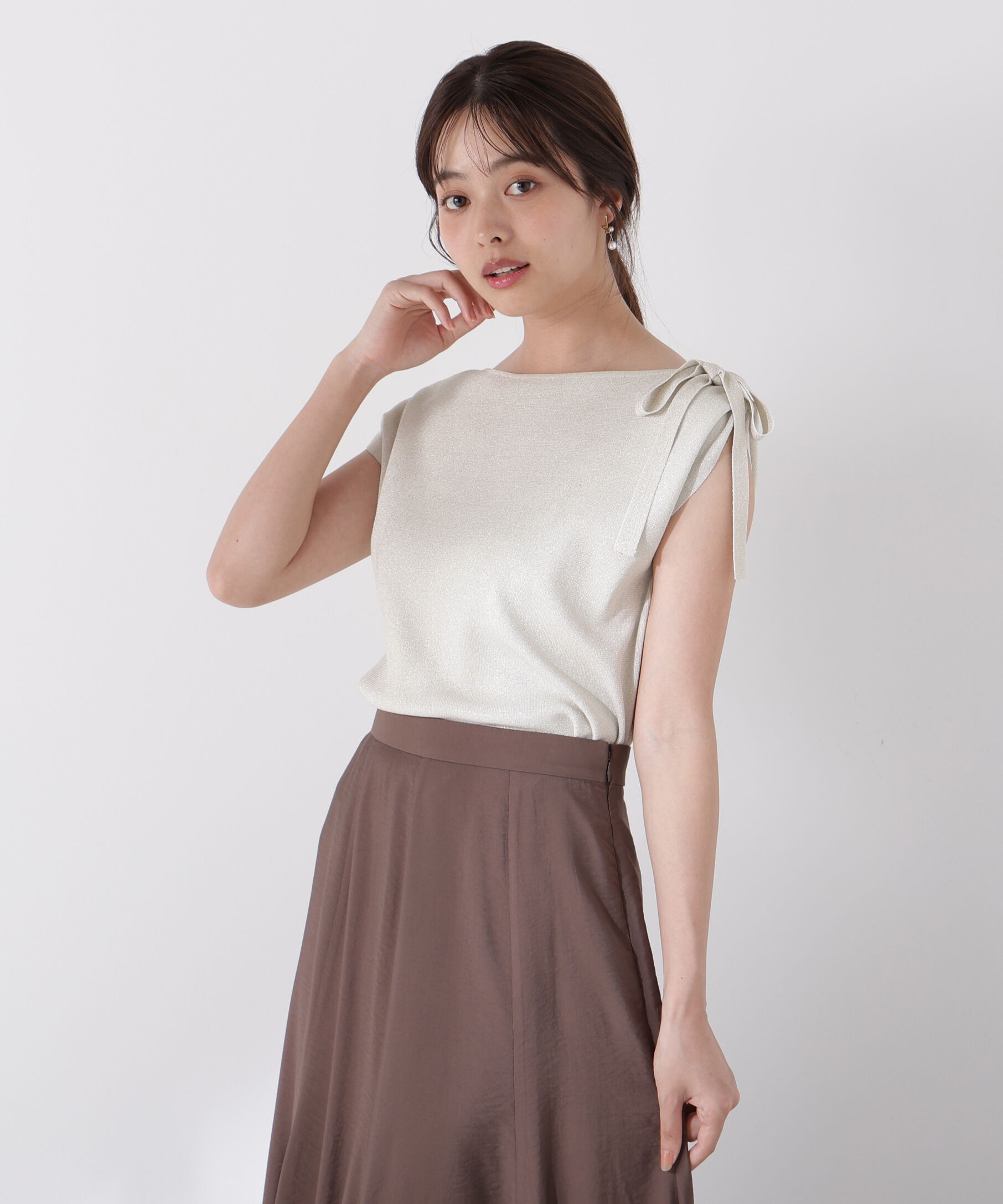 PROPORTION BODY DRESSING「肩リボンアシメニット」|ニット・セーター|