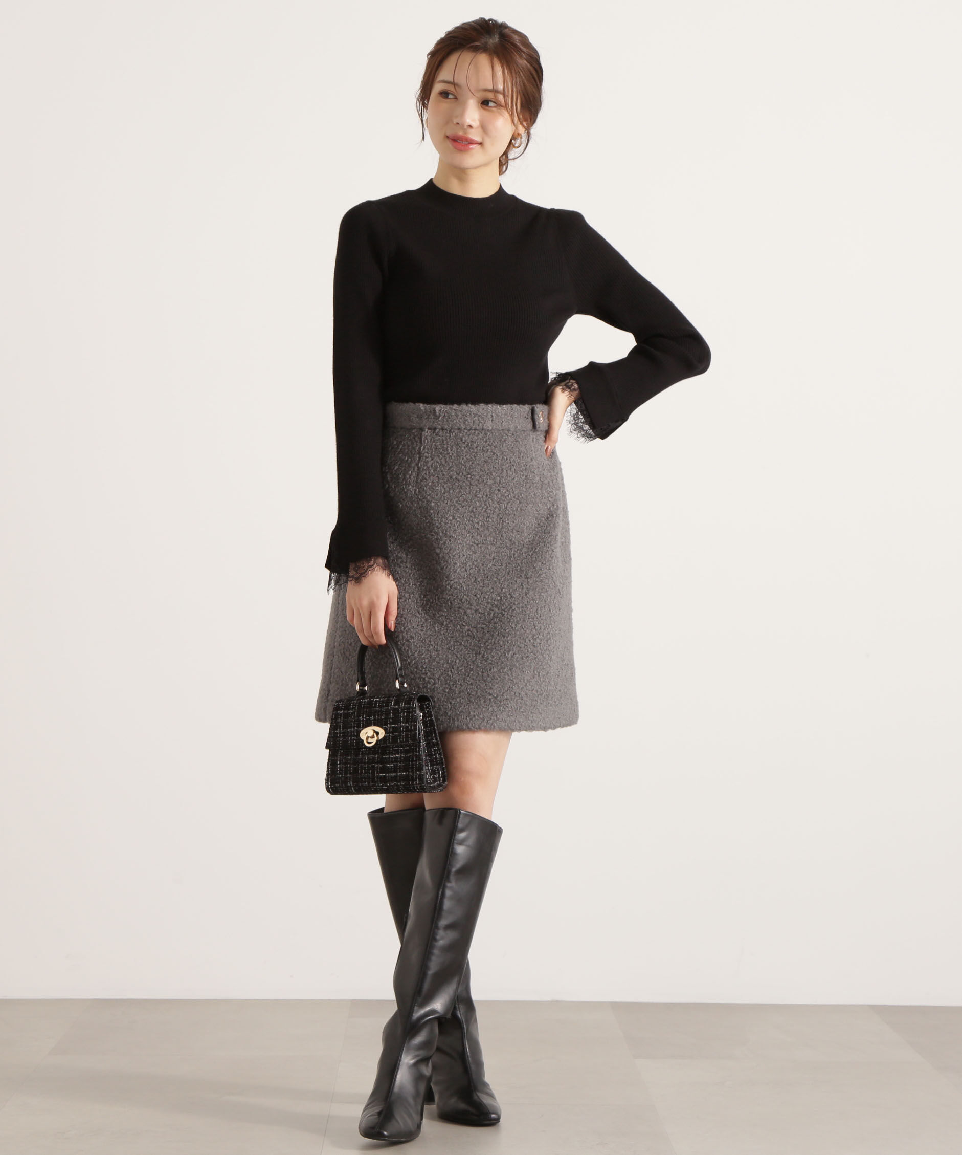 PROPORTION BODY DRESSING「レースドッキングスリーブニット 25AW」|ニット・セーター|