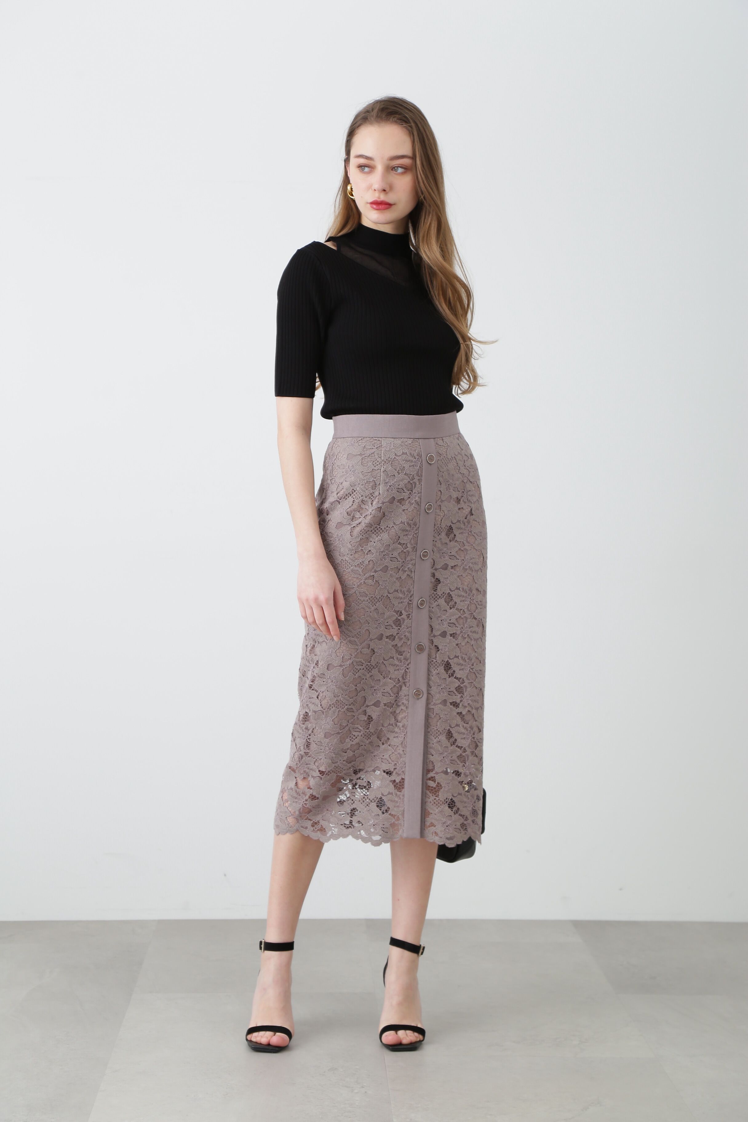  「◆シースルーモックネックニット」|ニット・セーター|