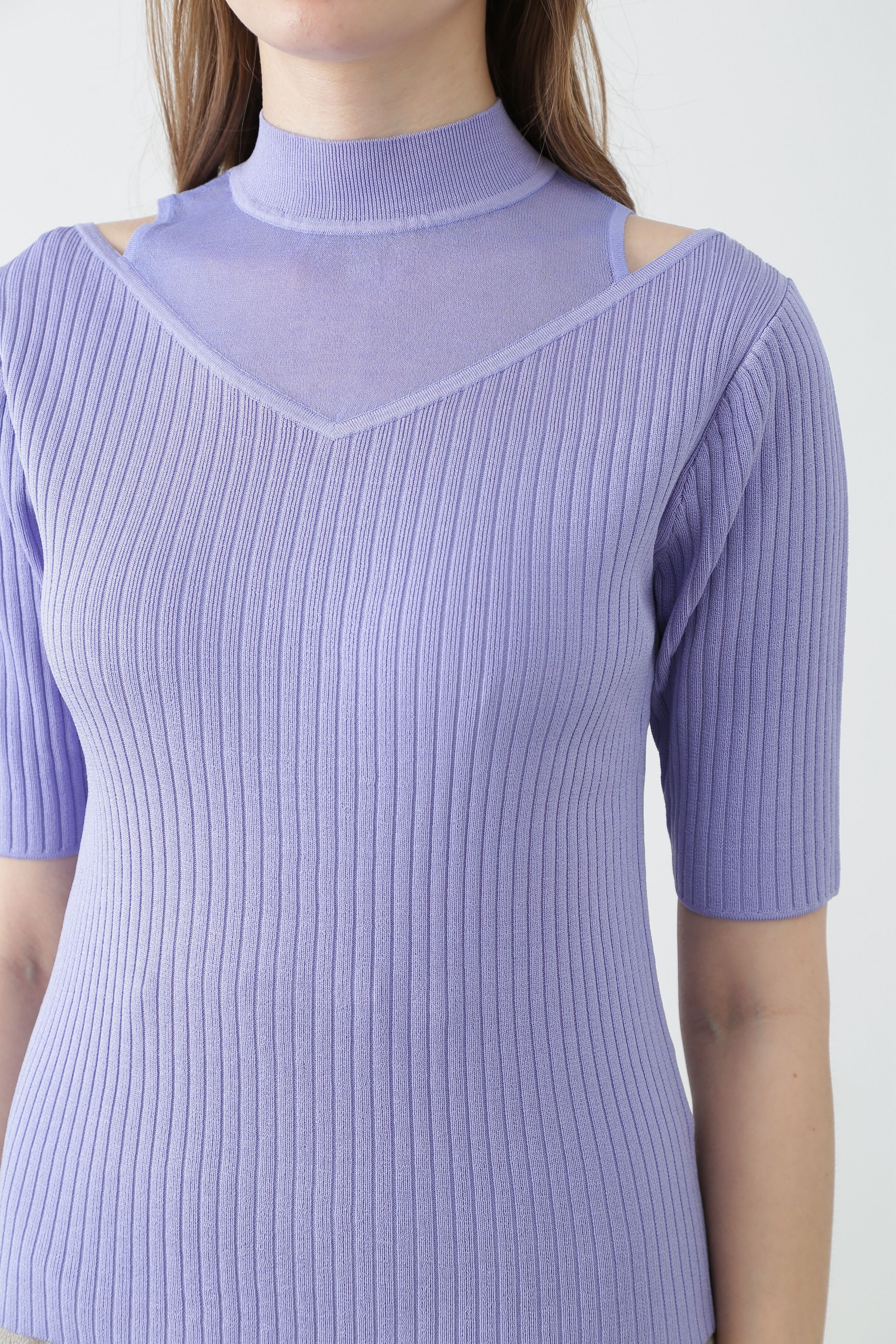  「◆シースルーモックネックニット」|ニット・セーター|