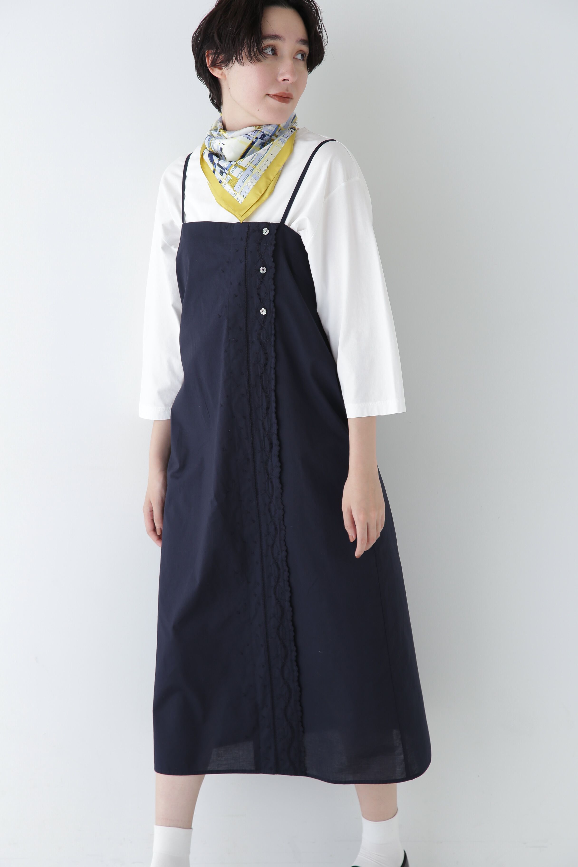  「◆ヴィンテージ風レースノースリワンピース」|ワンピース|ネイビー