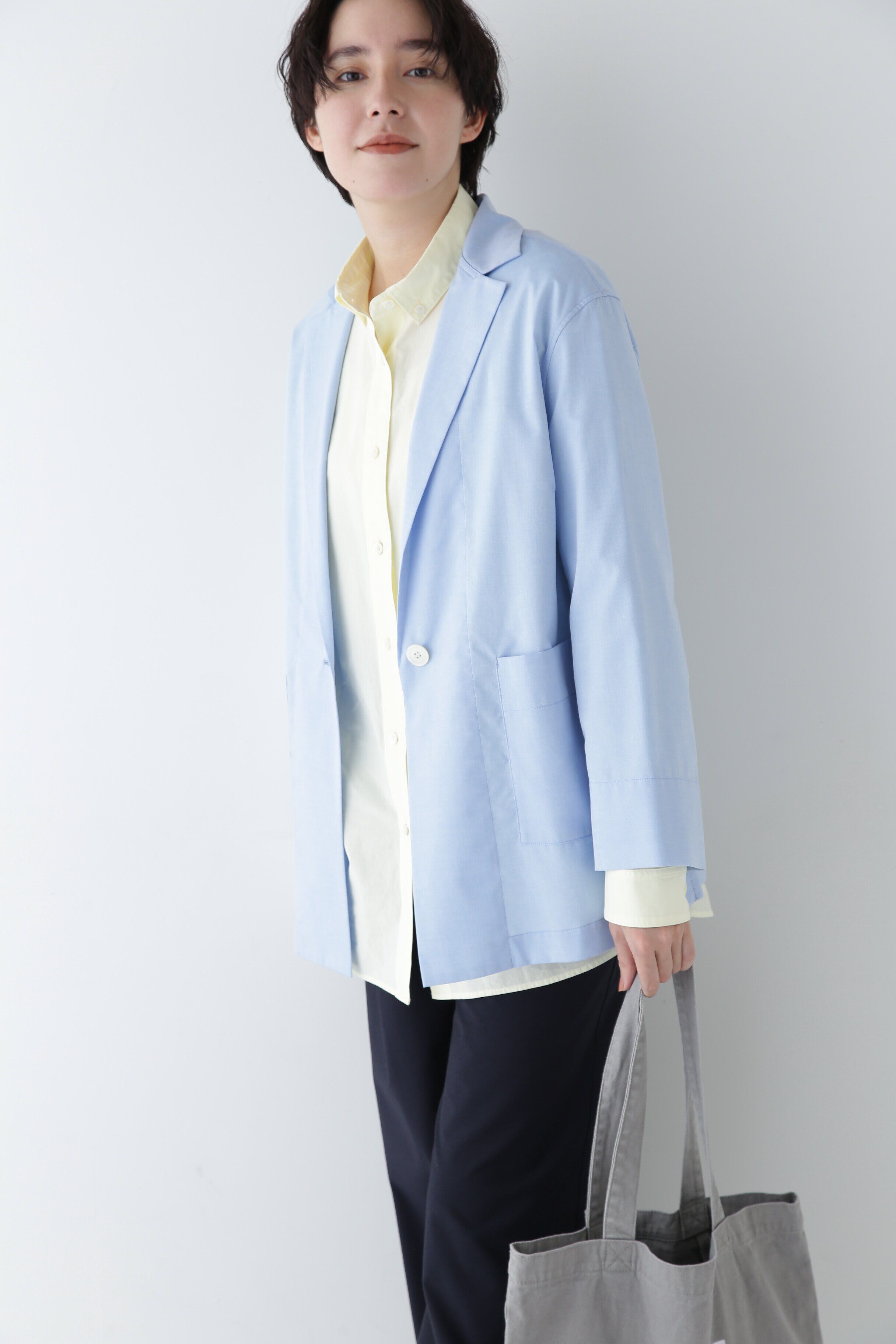  「◆ピンポイントオックステーラードシャツ」|その他|ブルー