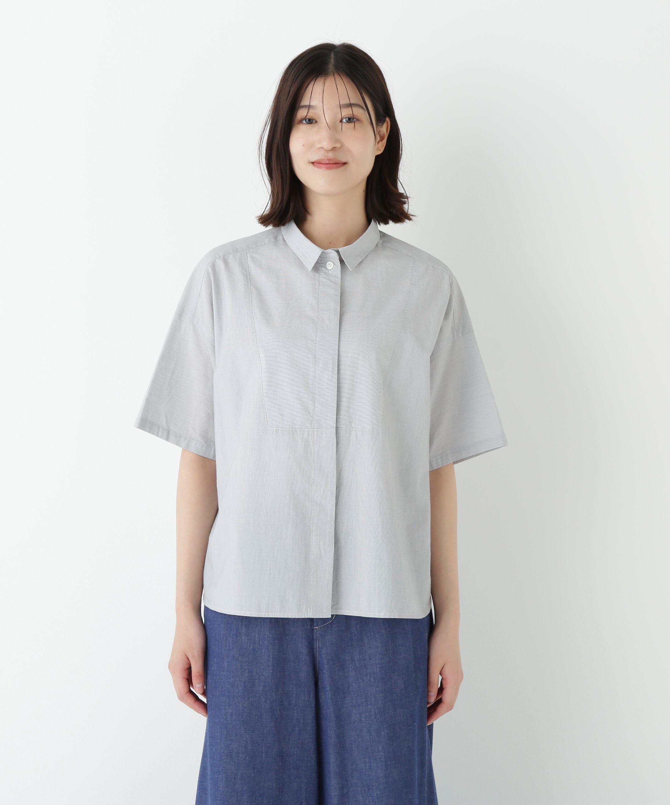  「◆コットンストライプボックスシャツ」|シャツ・ブラウス|