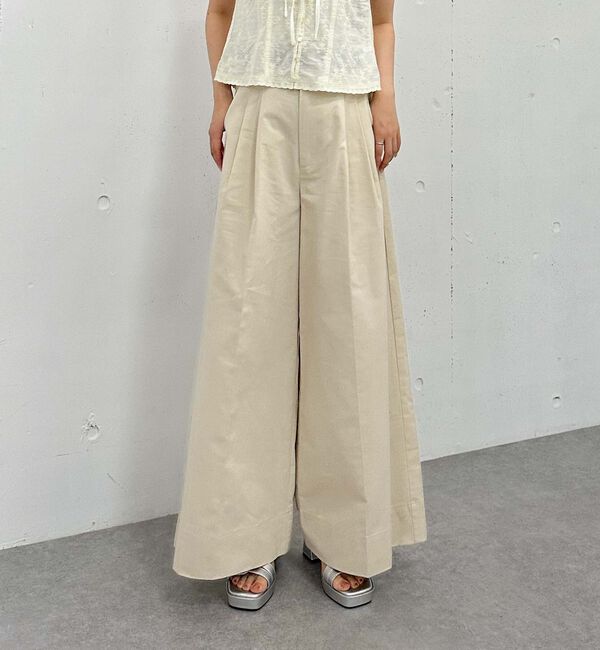 archives「ベルト付きタックワイドチノパンツ」|チノ|BEIGE