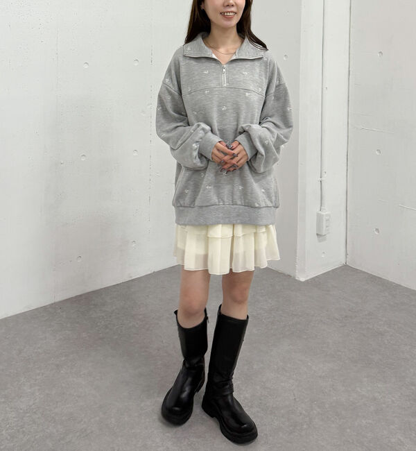 archives「小花柄刺繍ハーフｚｉｐスウェット」|Tシャツ・カットソー|