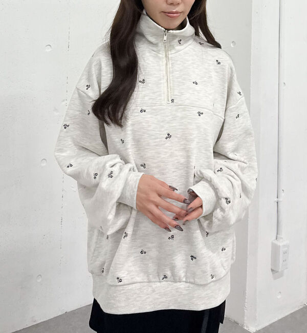 archives「小花柄刺繍ハーフｚｉｐスウェット」|Tシャツ・カットソー|