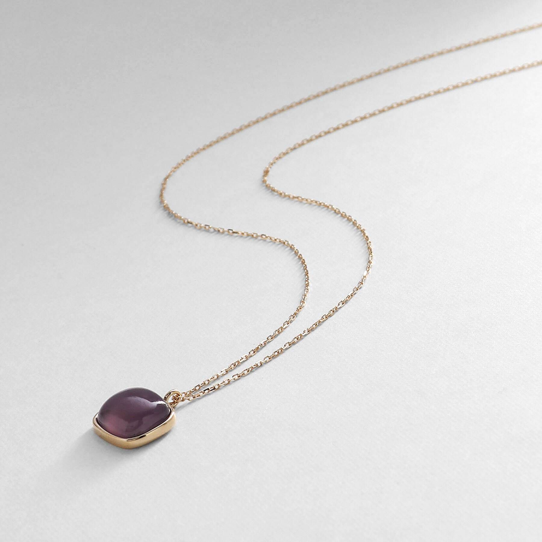 COCOSHNIK「K10パープルカルセドニー クッションカボション ネックレス」|ネックレス|