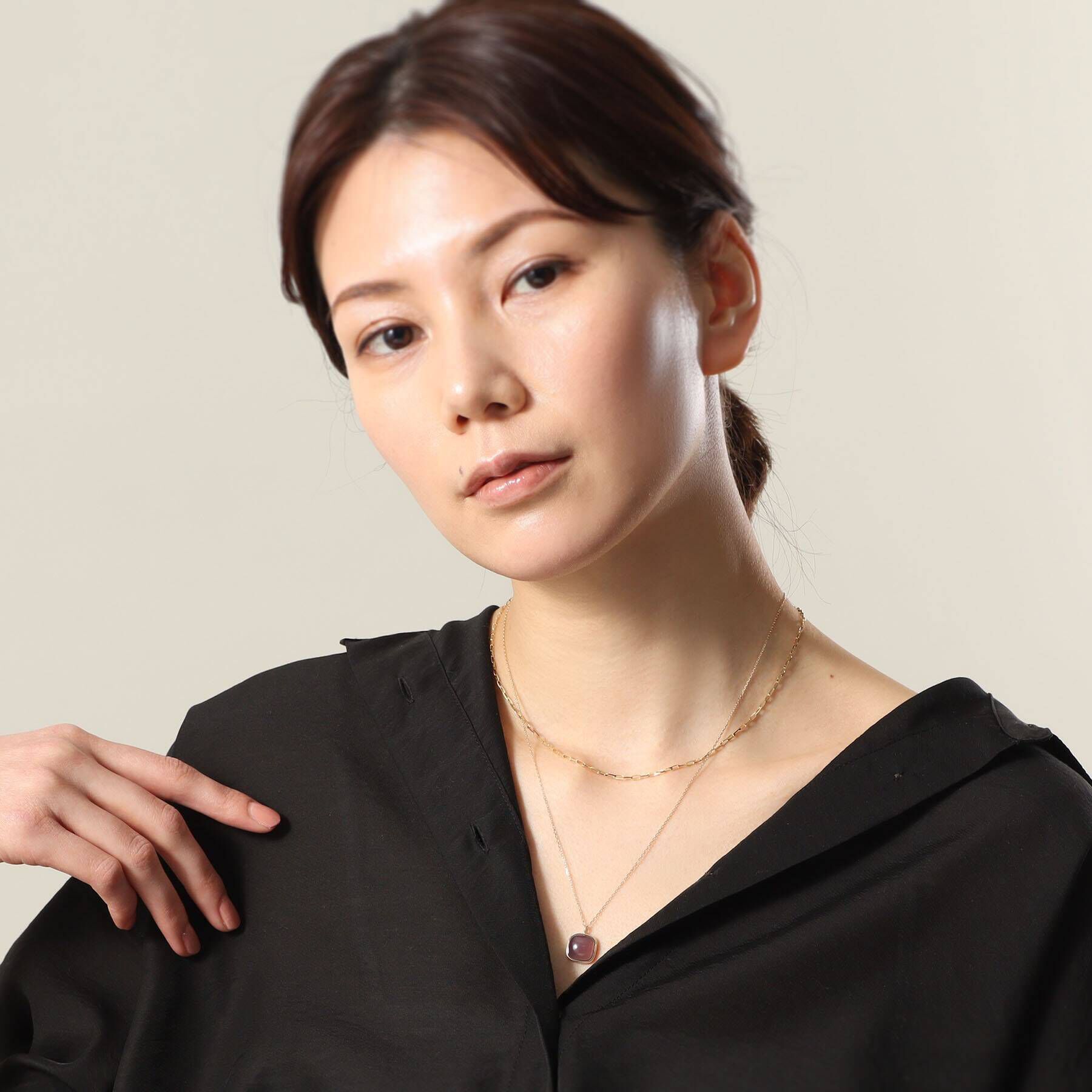 COCOSHNIK「K10パープルカルセドニー クッションカボション ネックレス」|ネックレス|