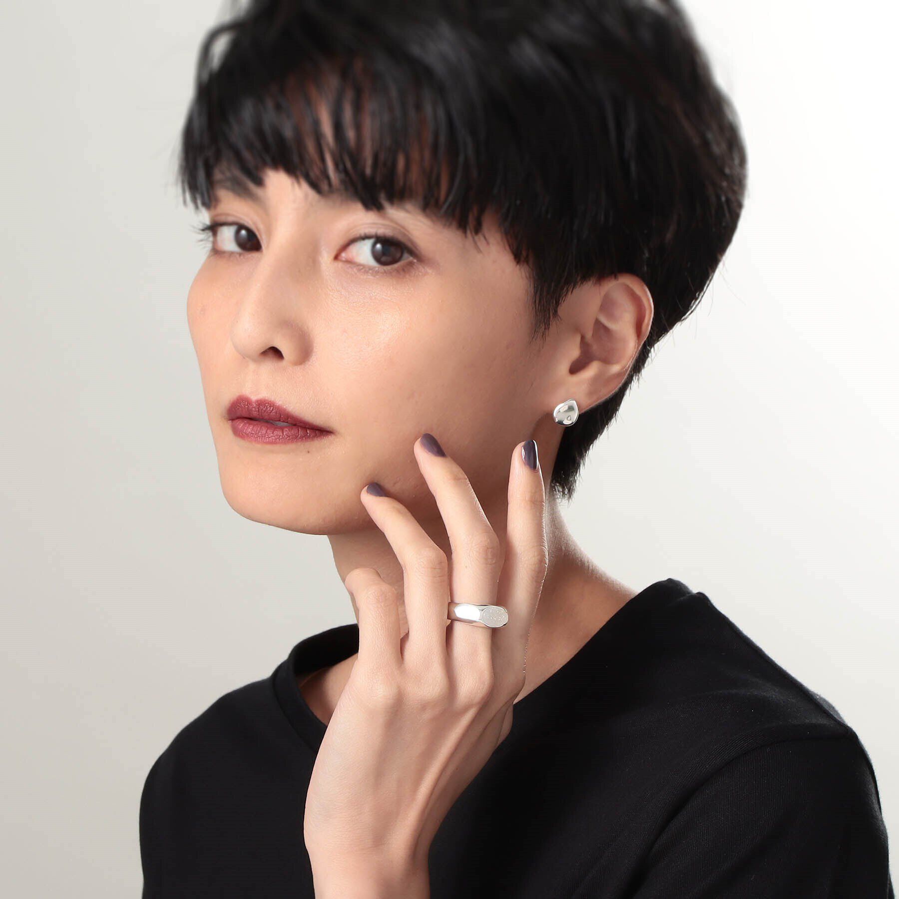 COCOSHNIK ONKITSCH「シルバー カラーストーン ホワイトドルジーアゲート ニュアンスリングL」|リング|