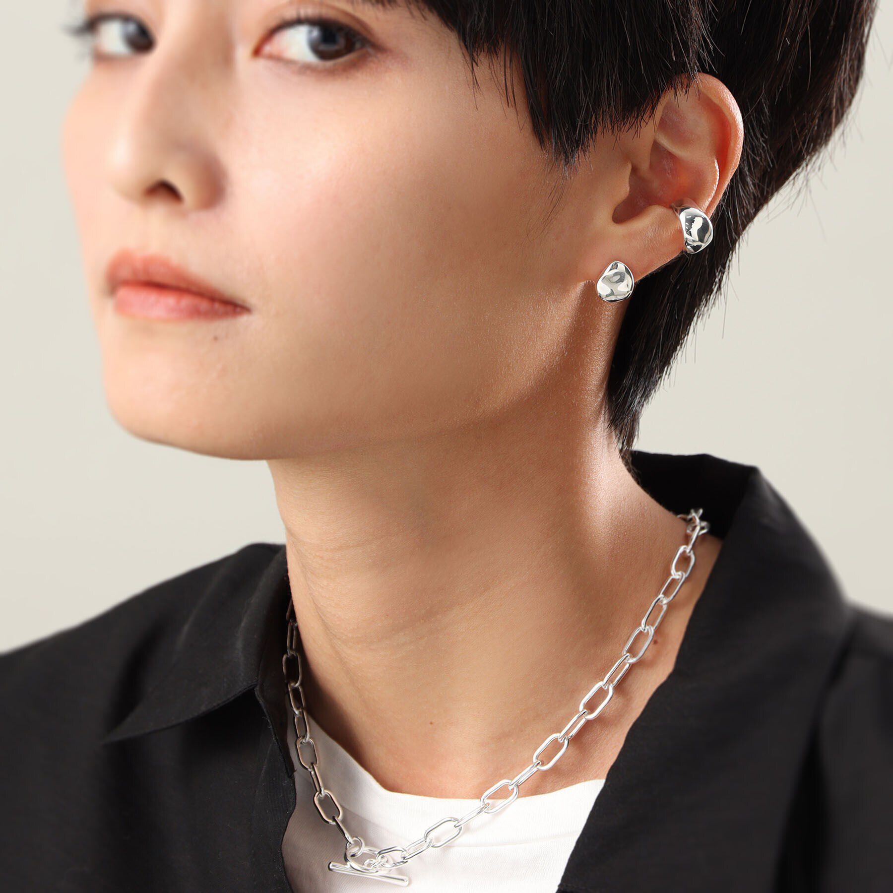 COCOSHNIK ONKITSCH「シルバー ニュアンスピアス ドロップ」|ピアス|