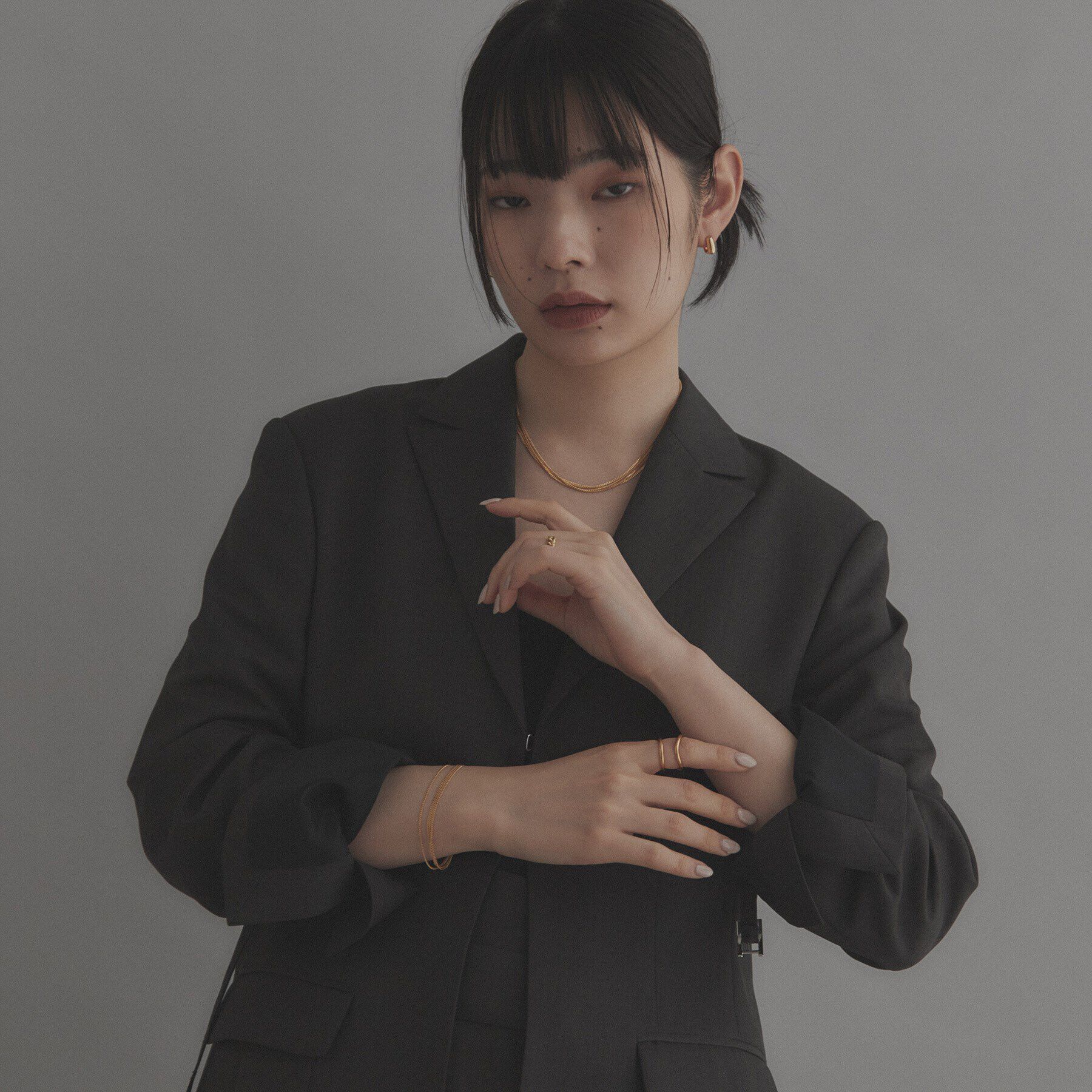 COCOSHNIK ONKITSCH「シルバー カーブチェーン レイヤード ネックレス GP」|ネックレス|