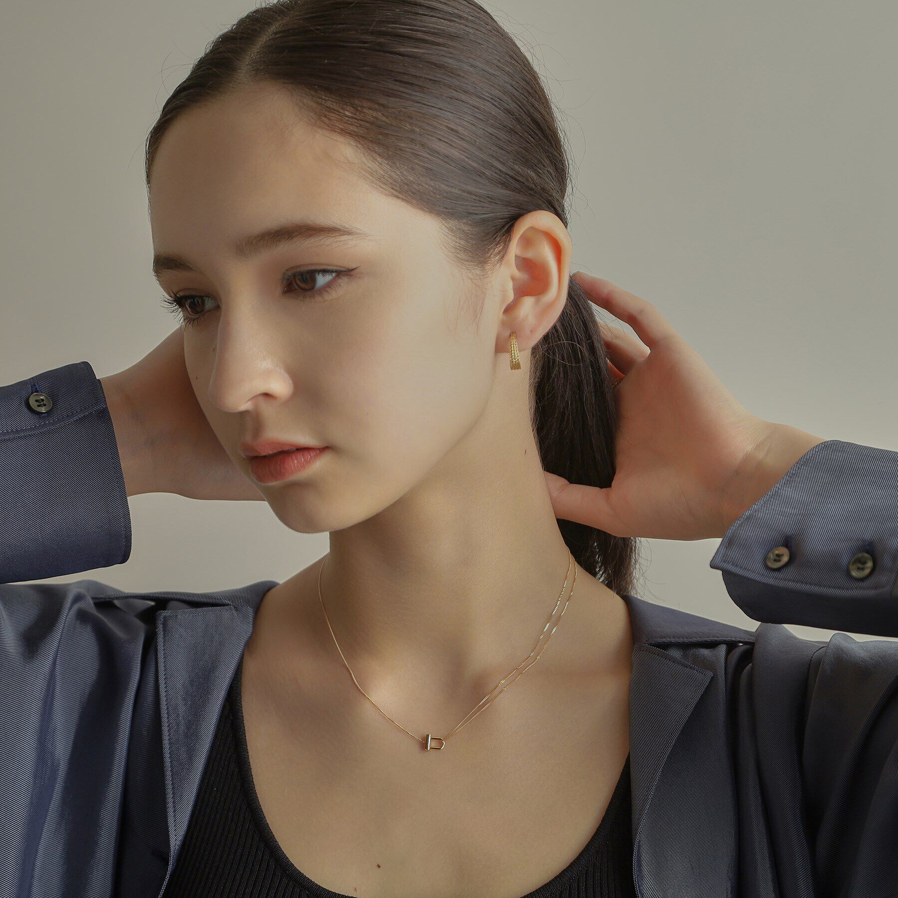 COCOSHNIK「K18ロックモチーフアシンメトリーチェーン ネックレス」|ネックレス|