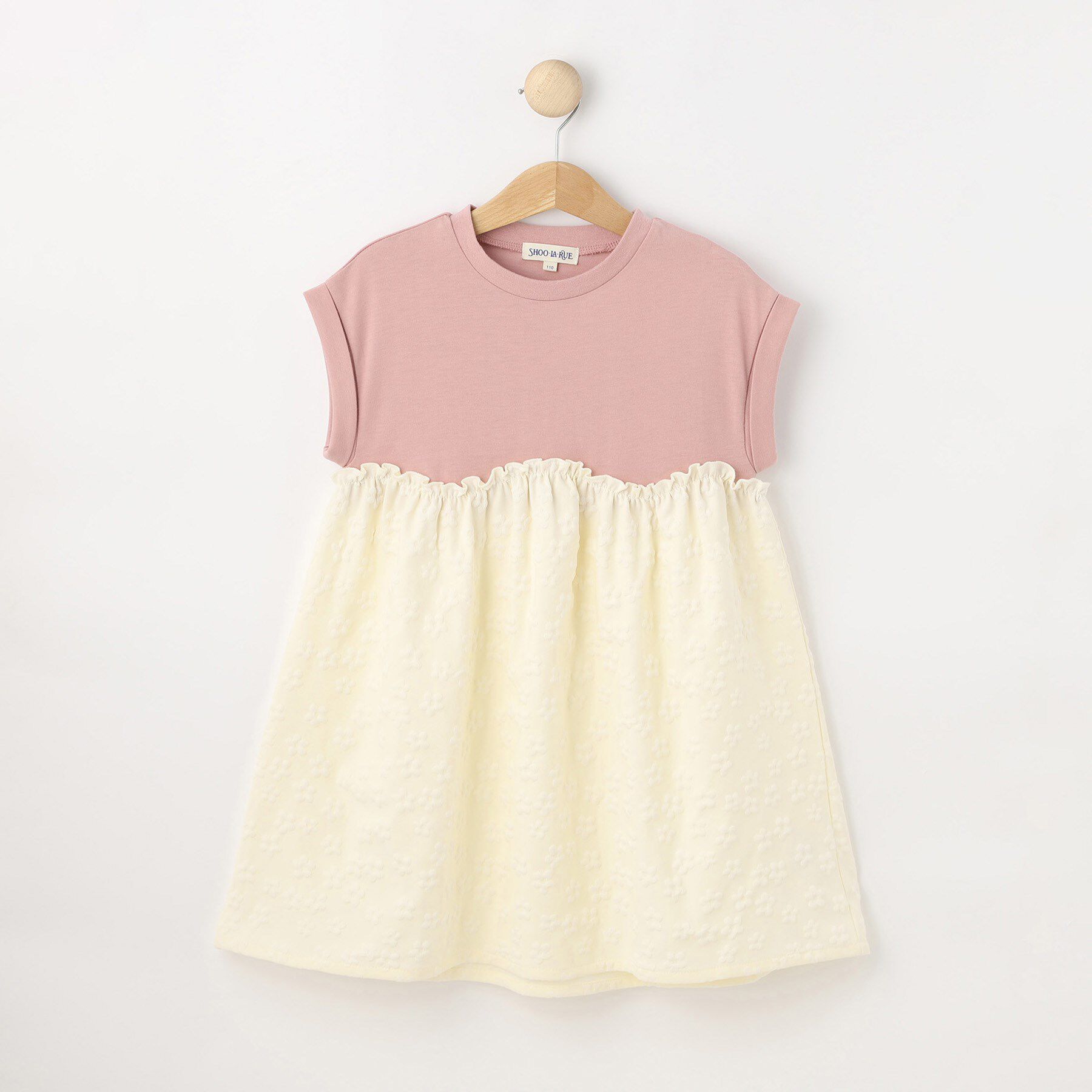 SHOO･LA･RUE「【100-120cm】フラワージャガードドッキングワンピース」|ワンピース|ピンク(572)